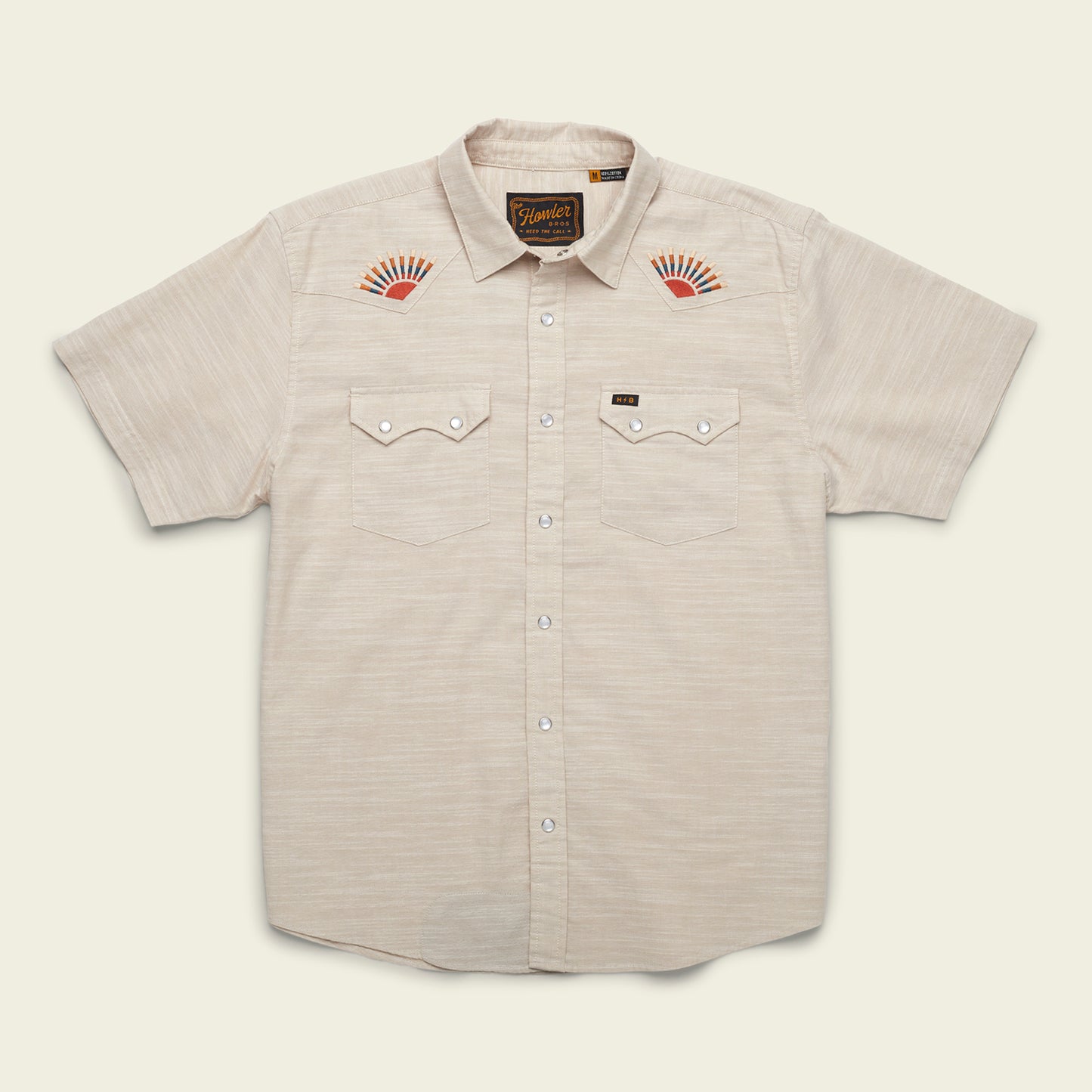 Crosscut Deluxe Shortsleeve Shirt - Rising Suns : Chardonnay Slub