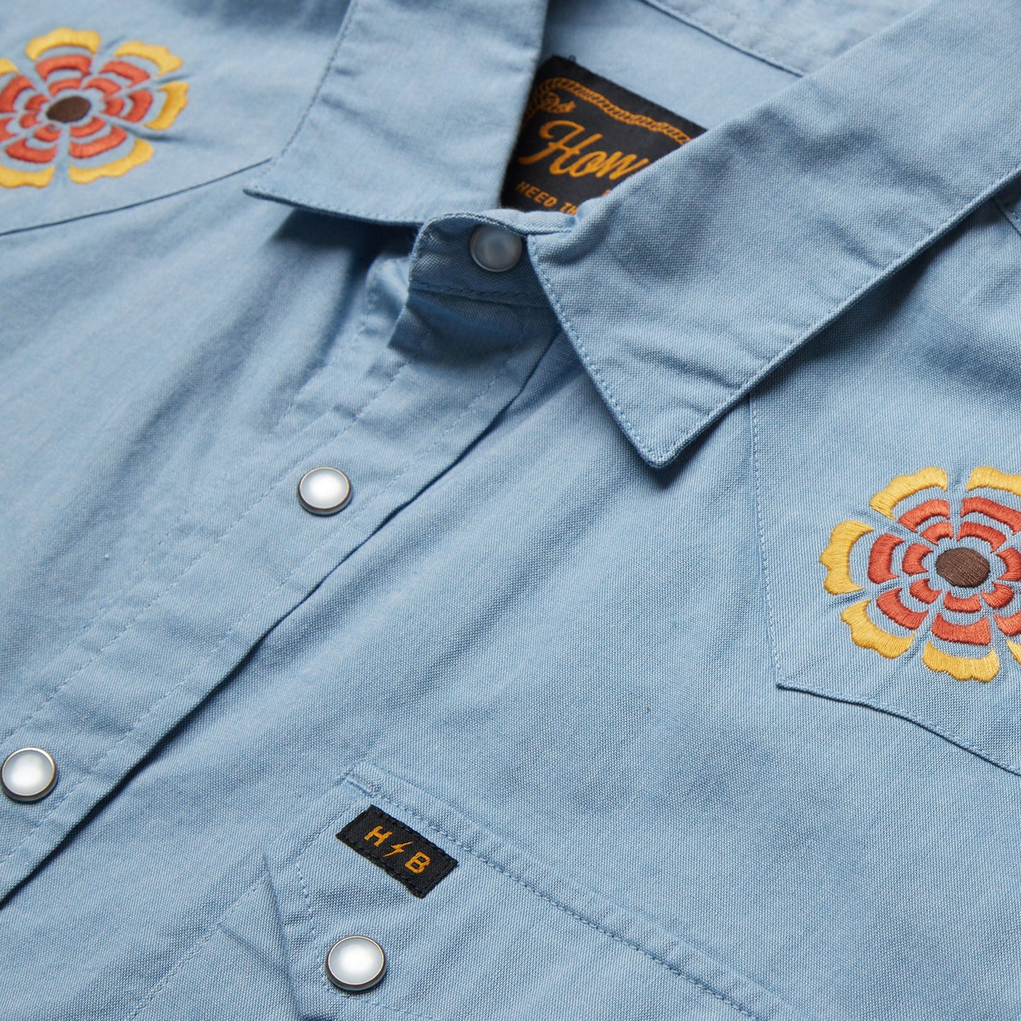 Crosscut Deluxe Shortsleeve Shirt - Beach Blooms : Blue Chambray