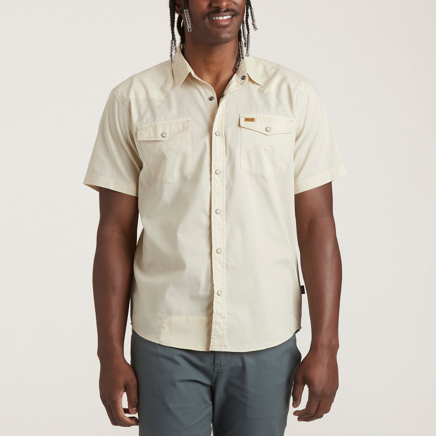 H Bar B Snapshirt - Riverbed Oxford