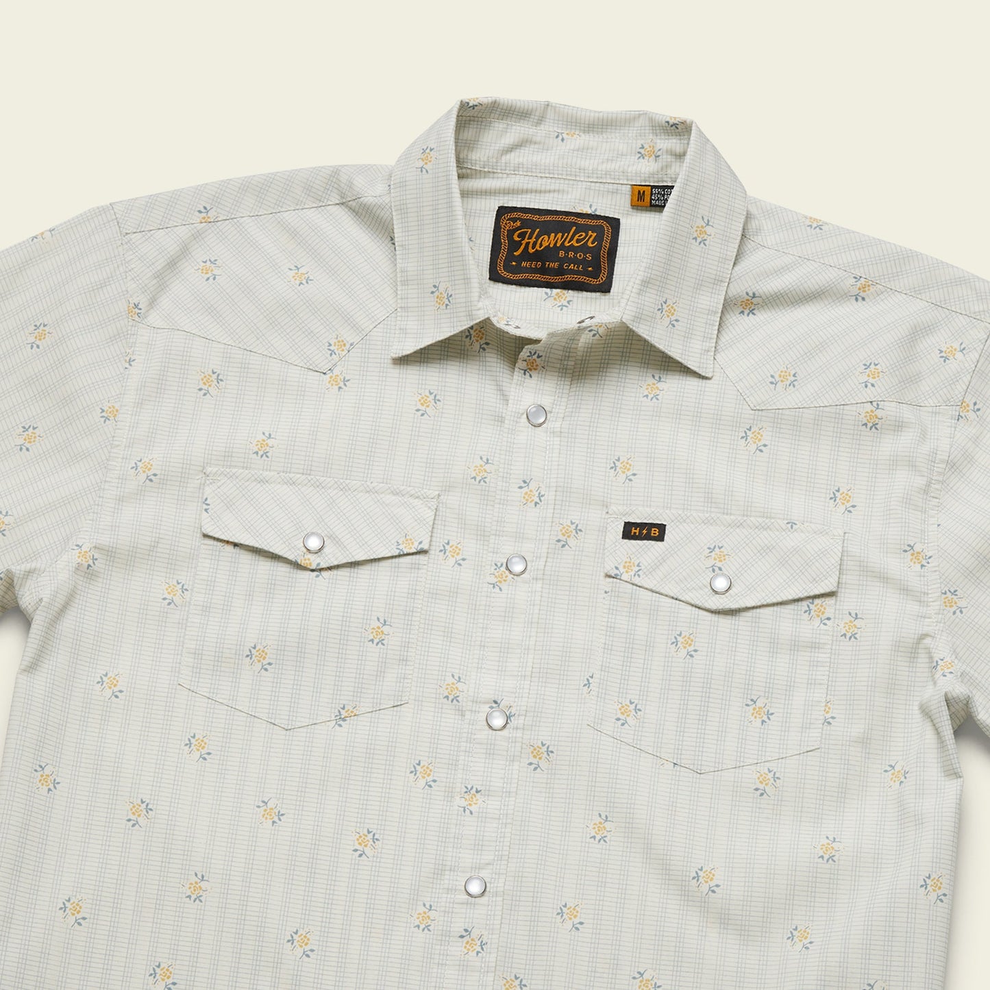 H Bar B Snapshirt - Vintage Grid Floral : Off White