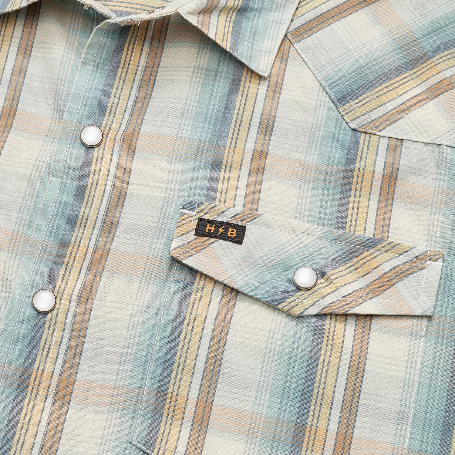 H Bar B Snapshirt - Isley Plaid : Seafoam