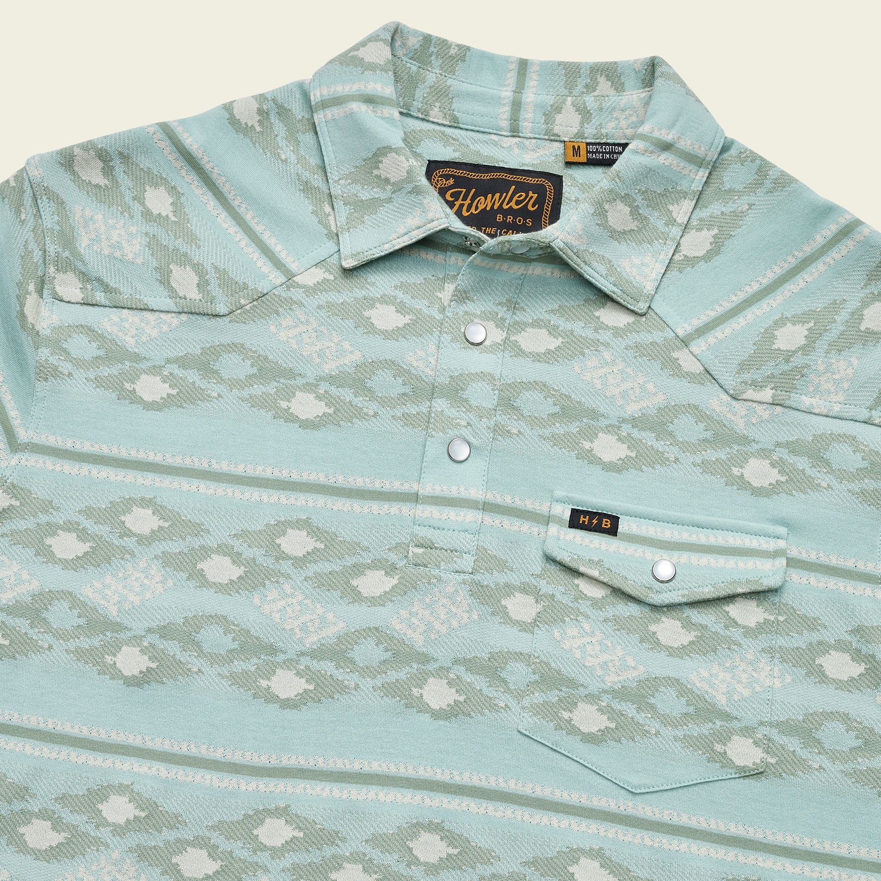 Ranchero Jacquard Polo - Taki : Seafoam – HOWLER BROTHERS