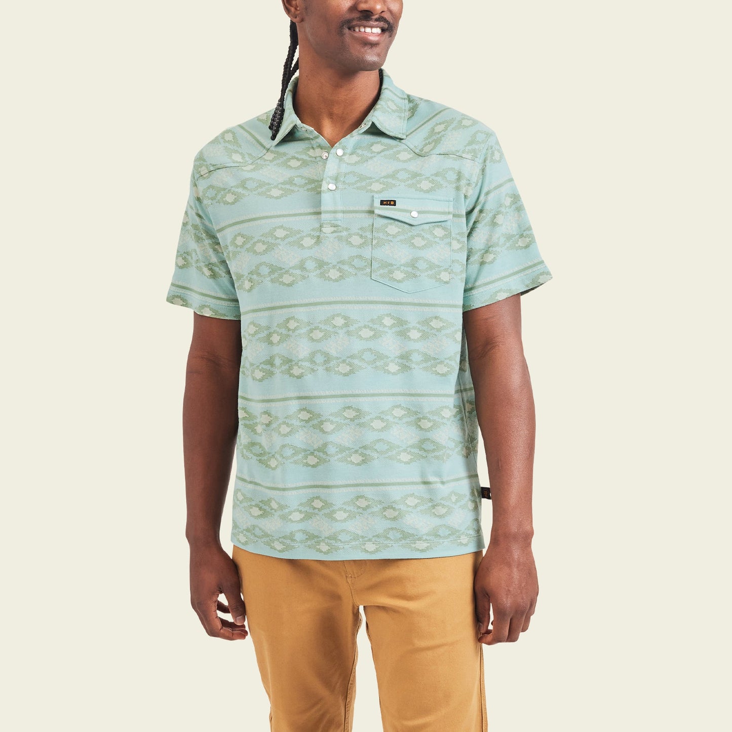 Ranchero Jacquard Polo - Taki : Seafoam