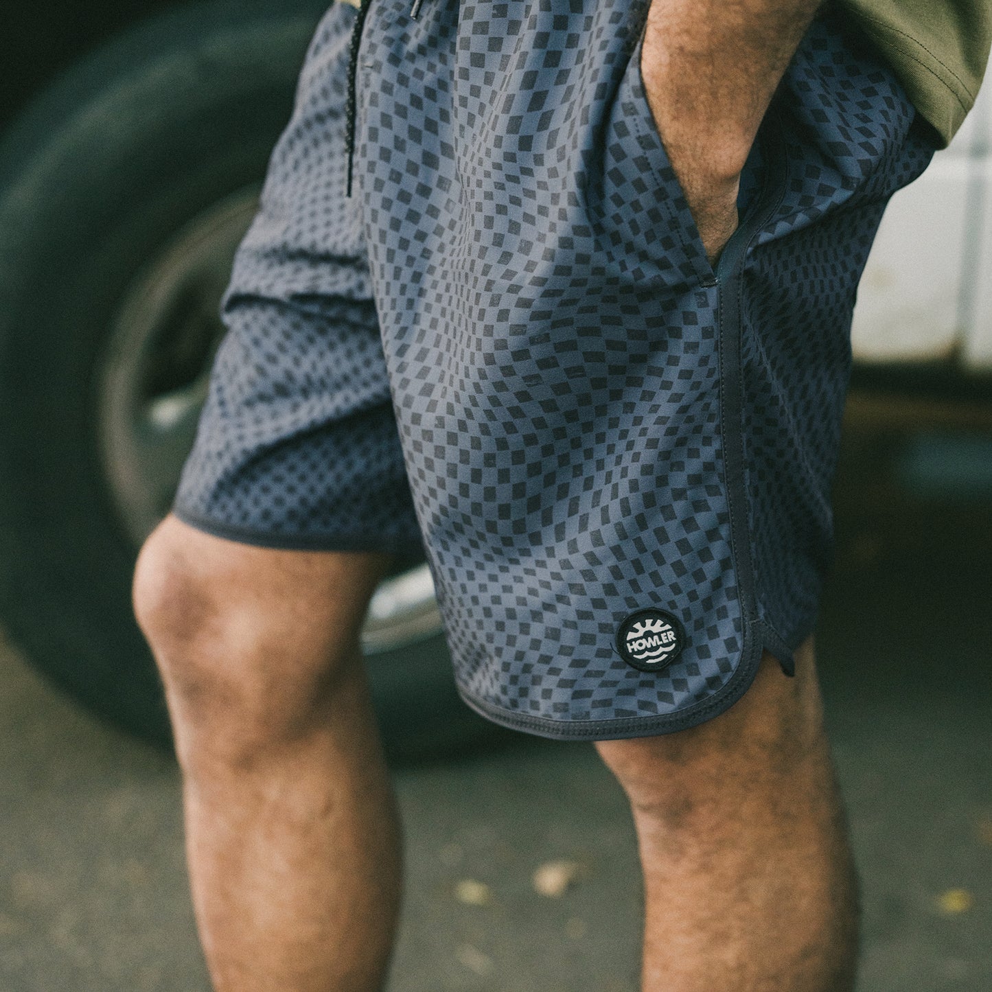 Warlock Tech Boardshorts 17" - Warped Checkers : Dark Slate