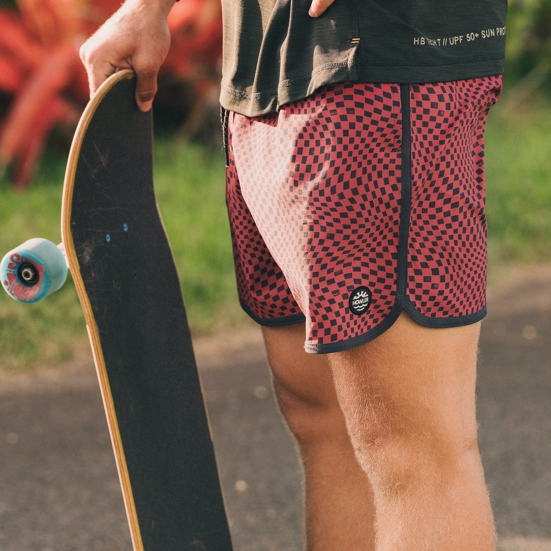 Warlock Tech Boardshorts 17" - Warped Checkers : Red River
