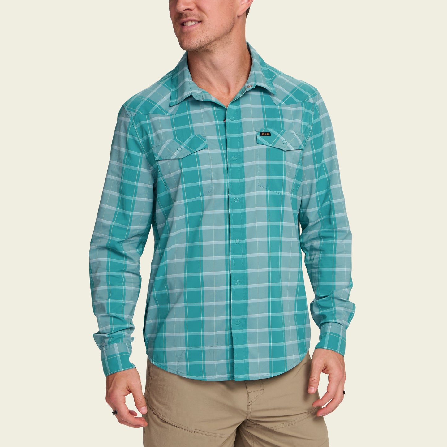 H Bar B Tech Longsleeve - Braden Plaid : Teal