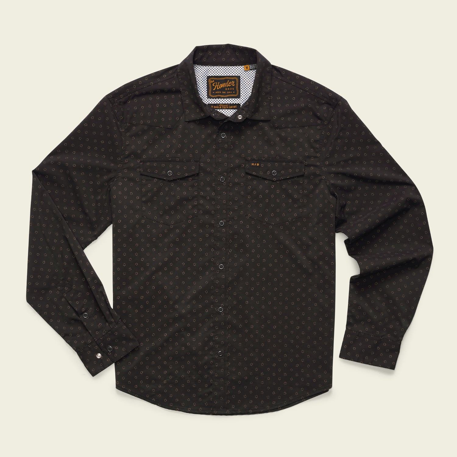 H Bar B Tech Longsleeve - Little Puddles : Antique Black