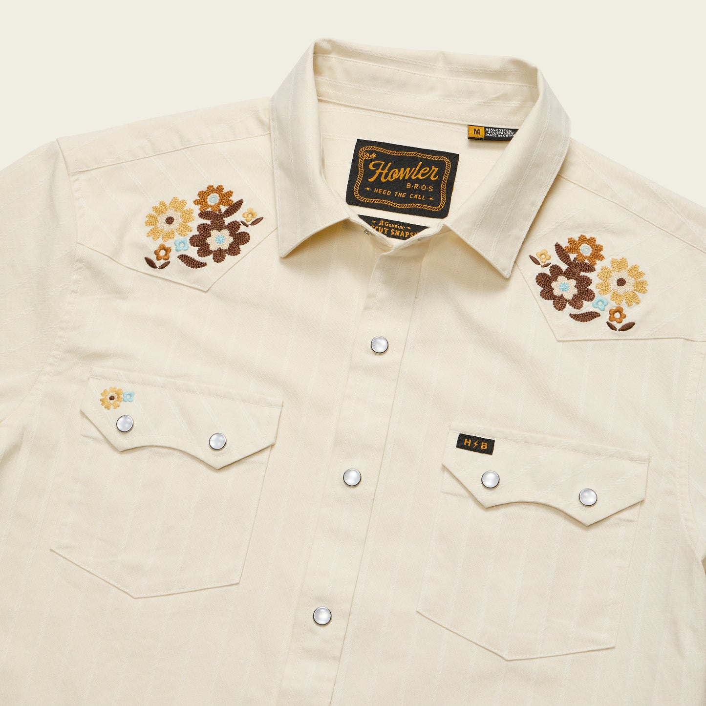 Crosscut Deluxe Shortsleeve Shirt - Flower Power : Off White Dobby