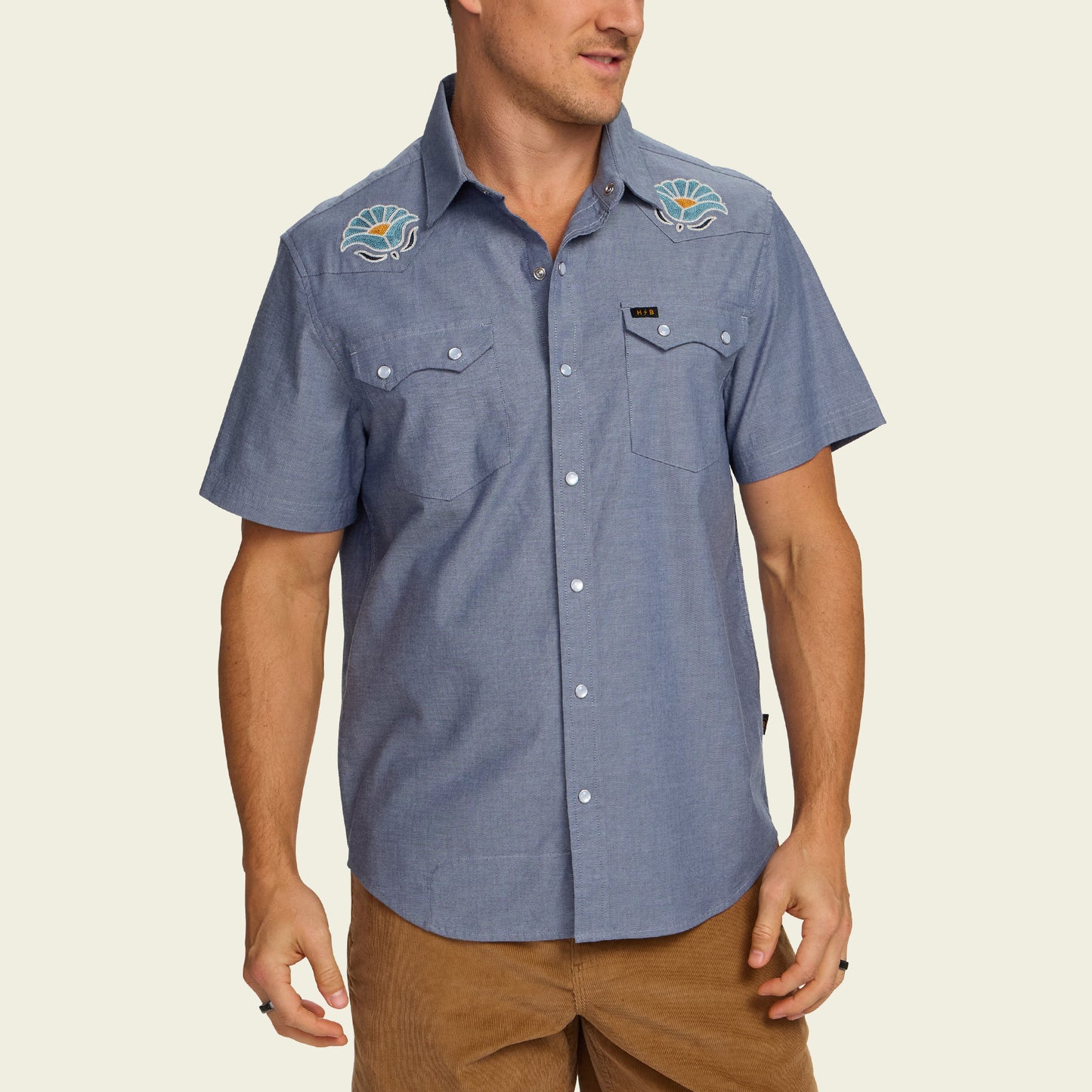 Crosscut Deluxe Shortsleeve Shirt - Fresh Blooms : Indigo