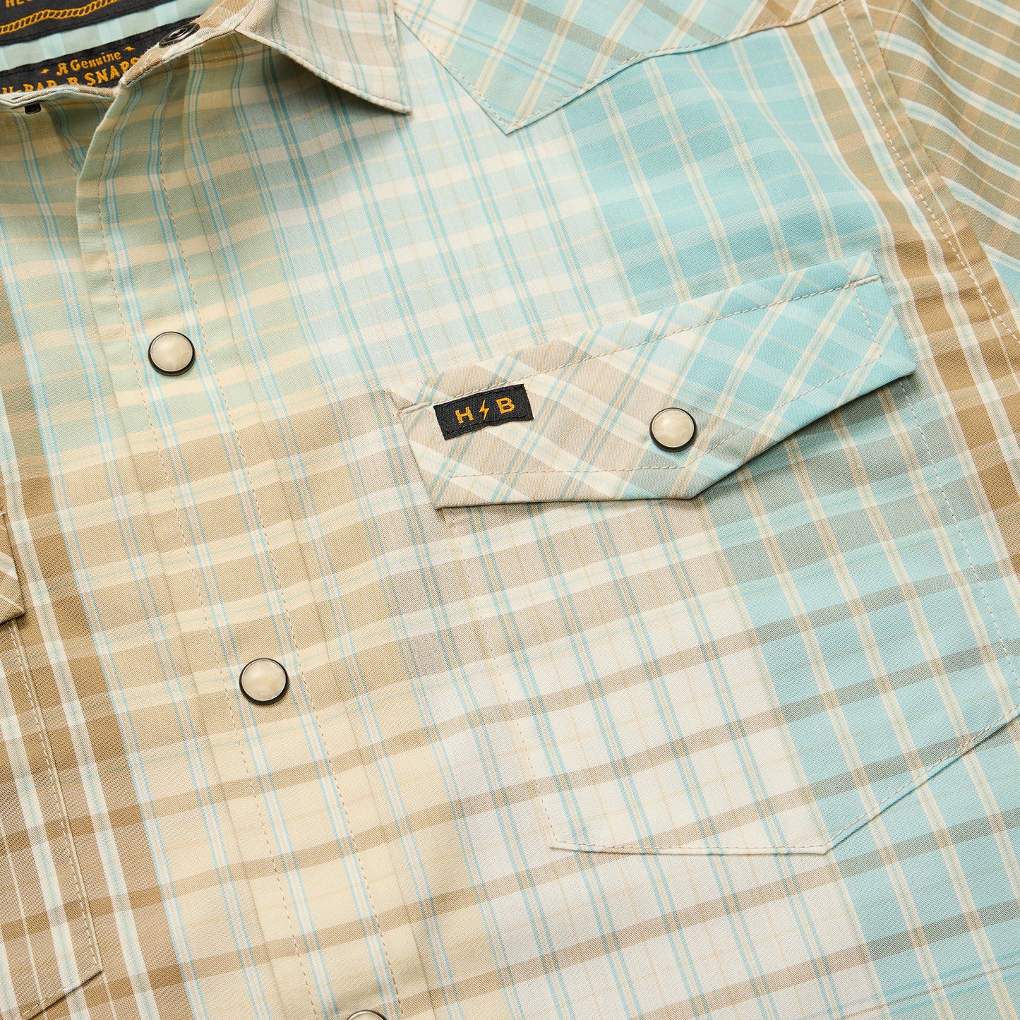 H Bar B Snapshirt - Cottage Plaid : Seafoam