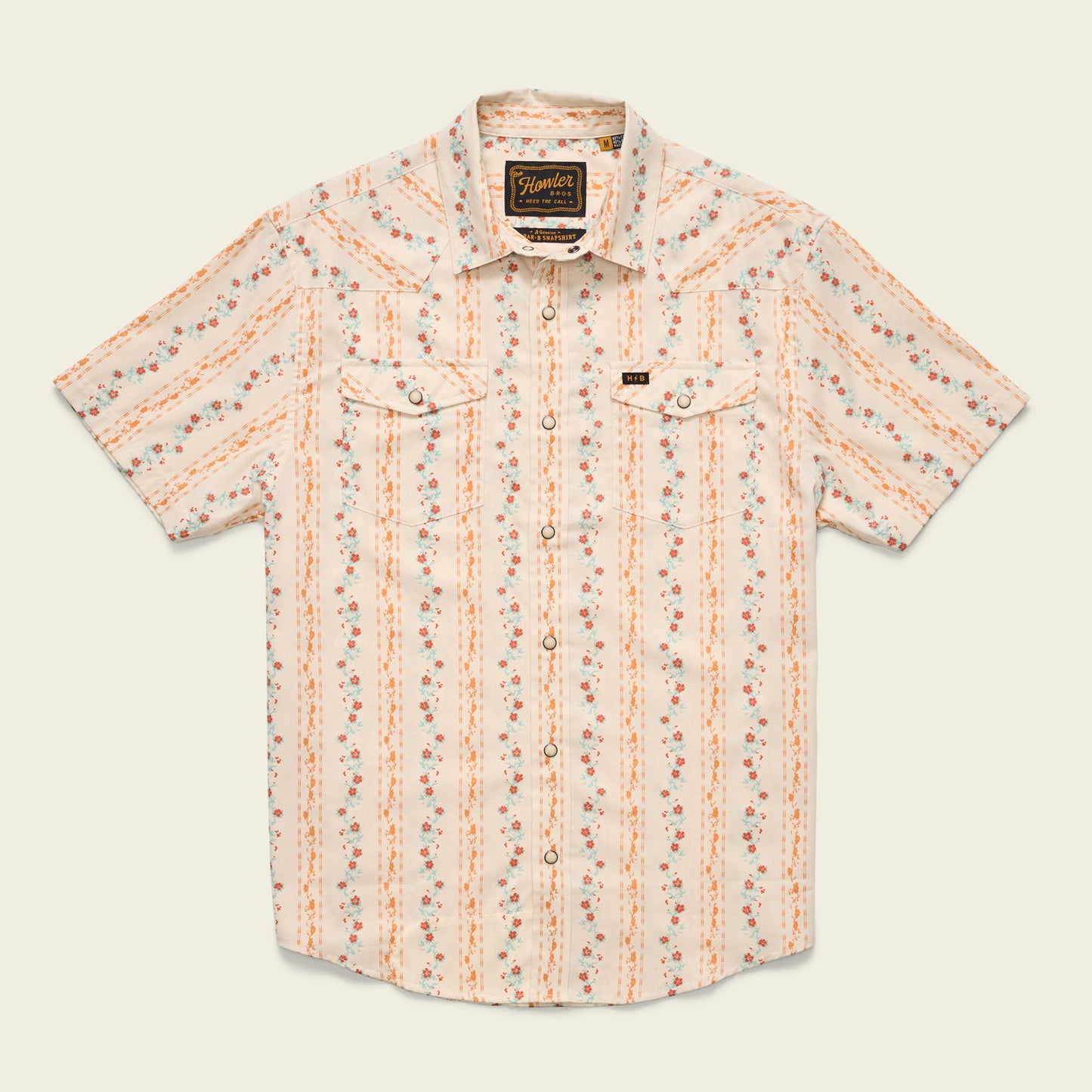 H Bar B Snapshirt - Hibiscus Ribbons : Riverbed Oxford