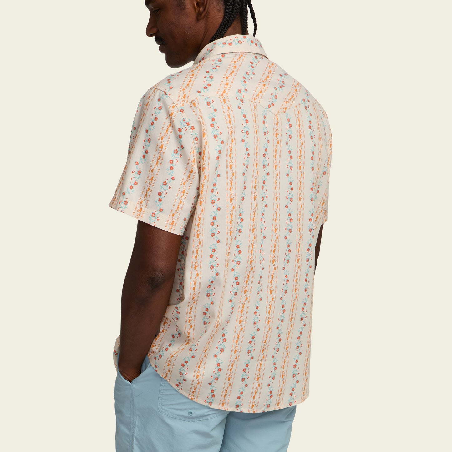 H Bar B Snapshirt - Hibiscus Ribbons : Riverbed Oxford