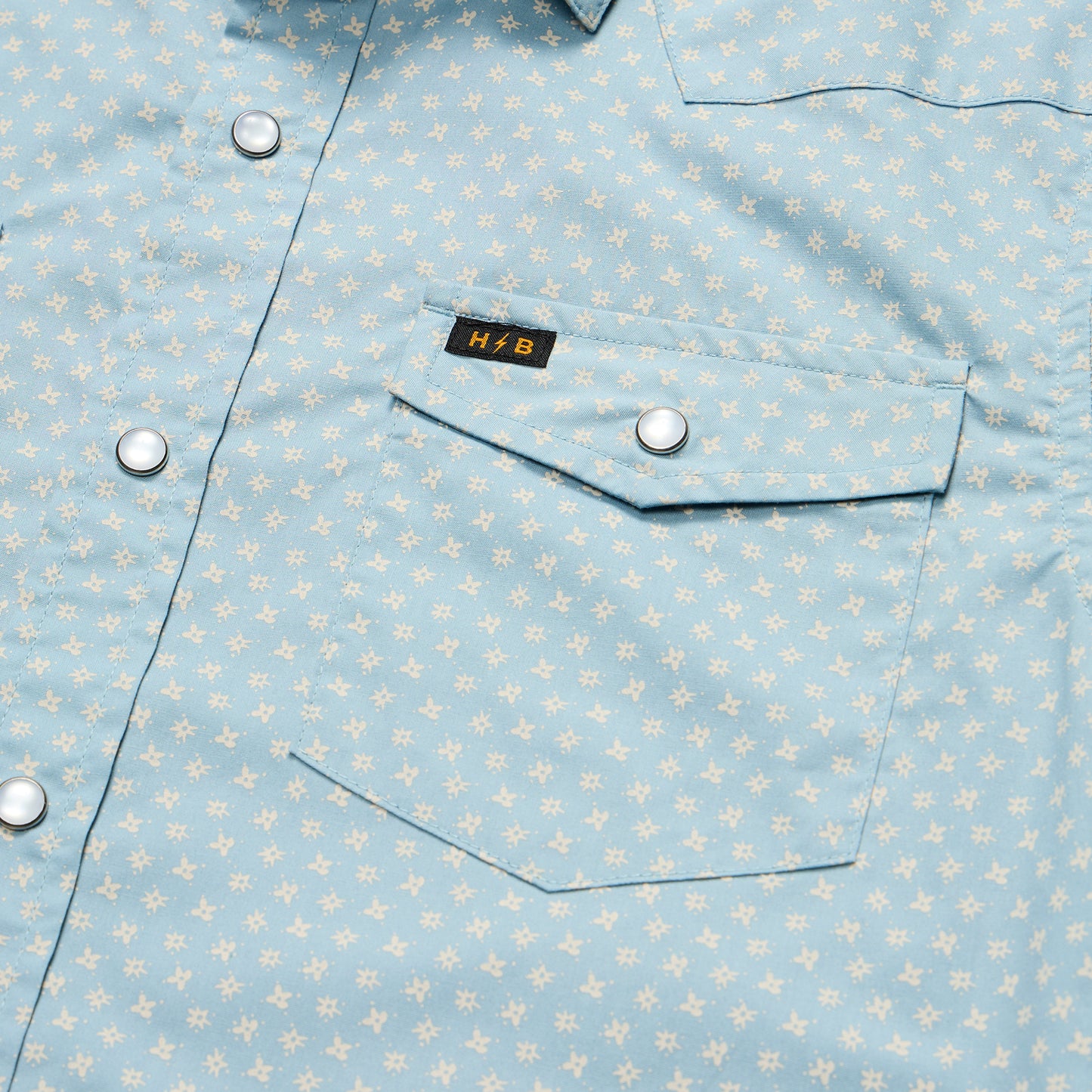 H Bar B Snapshirt - Lockhart Floral : Pool Blue