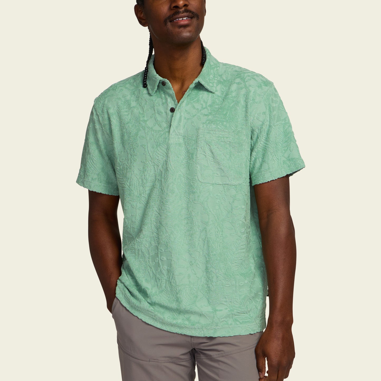 Plusherman Terry Polo - Leafy Lithographs : Minty