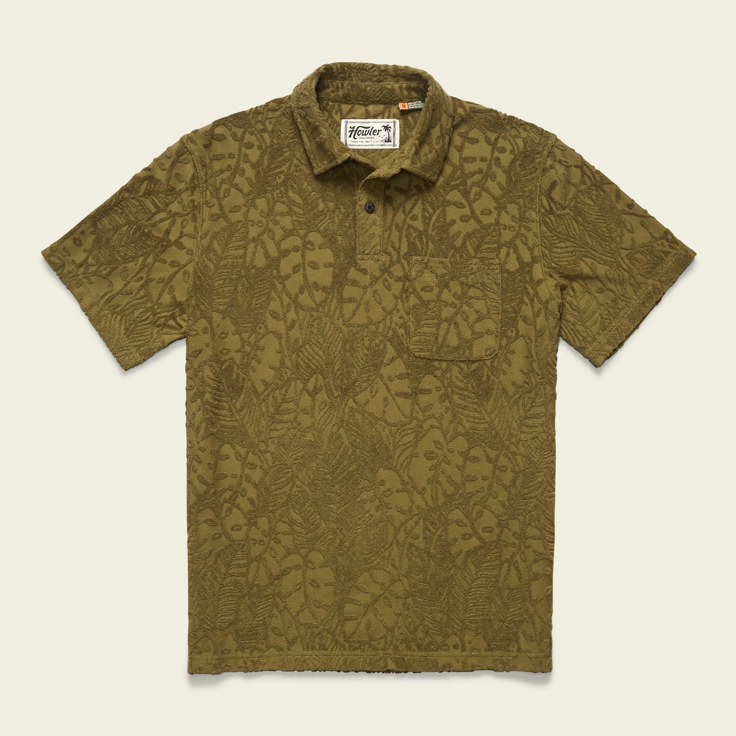 Plusherman Terry Polo - Leafy Lithographs : Olive