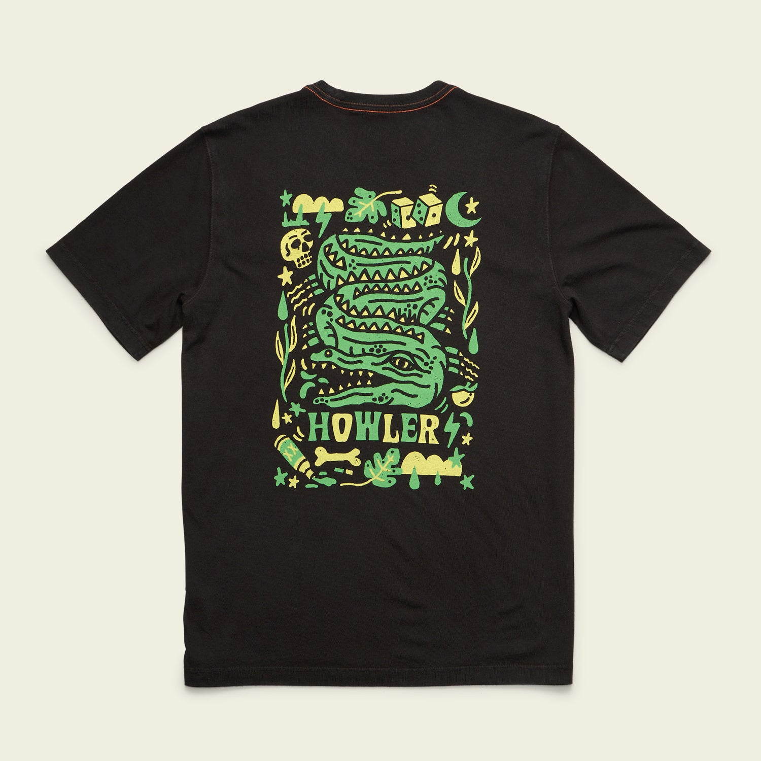 Slithering Gators Cotton Pocket T-Shirt - Black