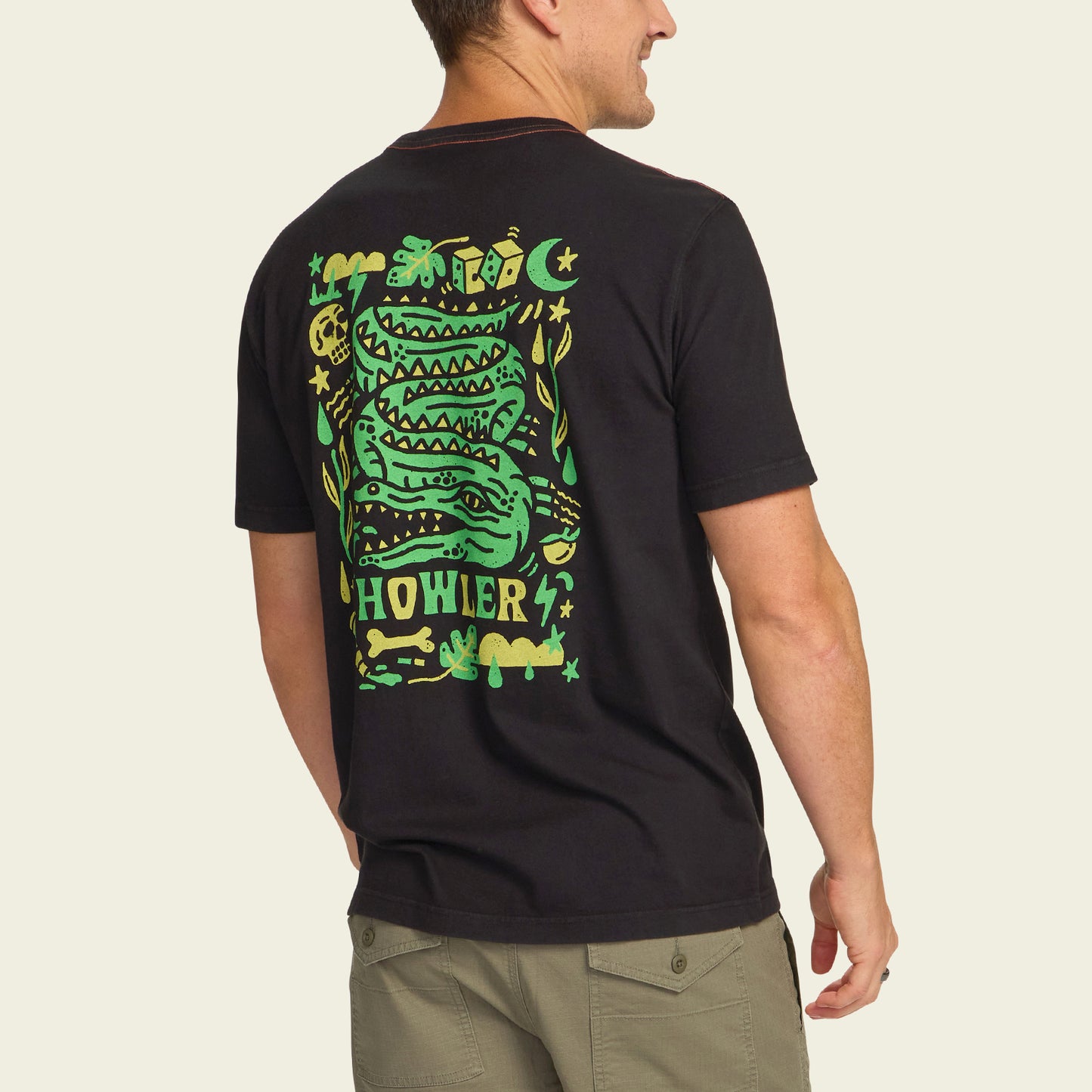 Slithering Gators Cotton Pocket T-Shirt - Black