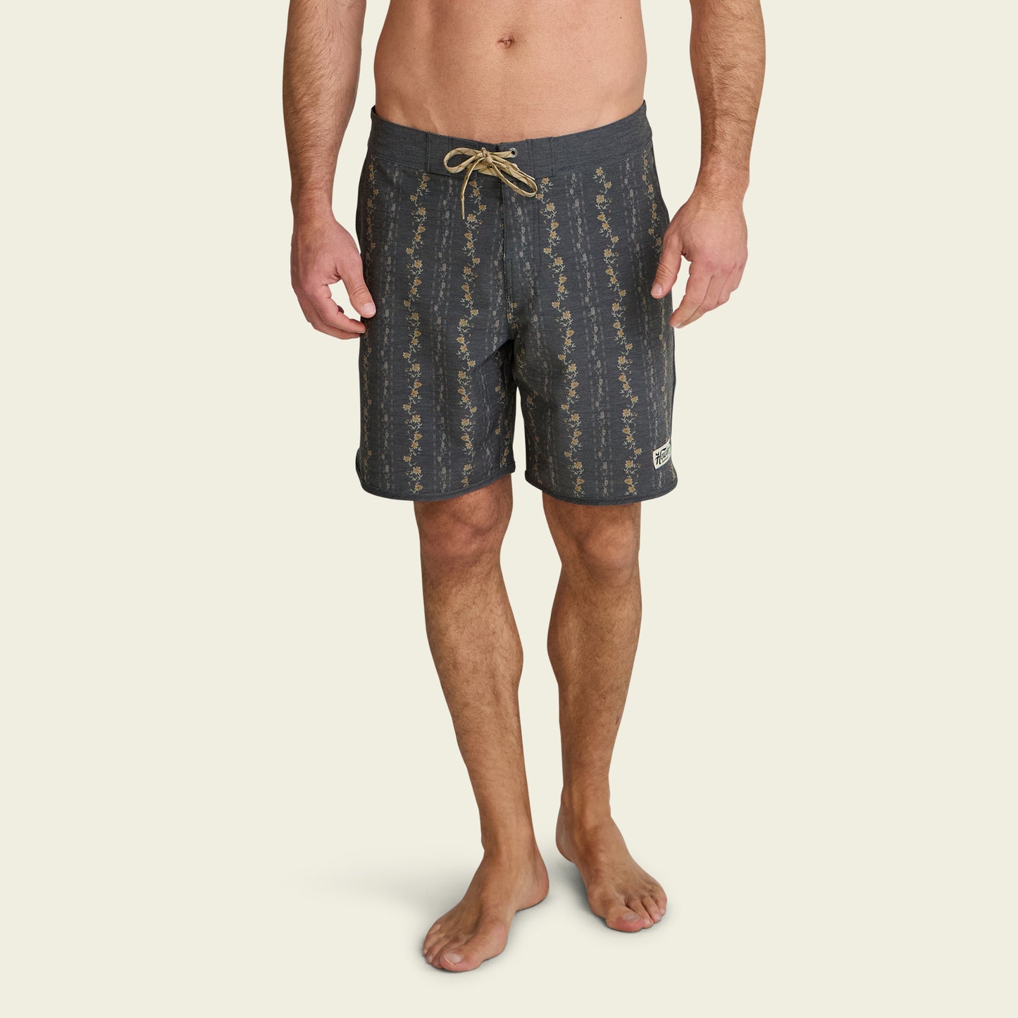 Bruja Boardshorts 18.5" - Hibiscus Ribbons : Antique Black