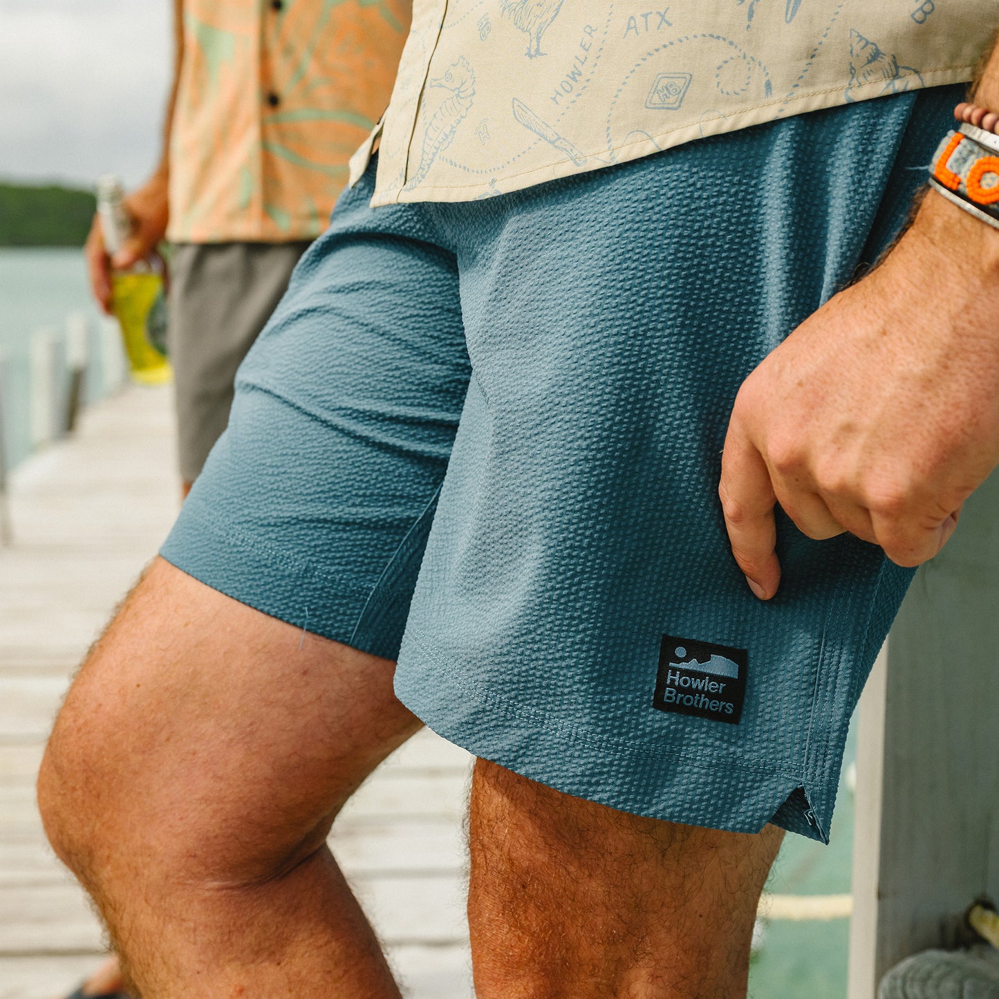 Salado Seersucker Shorts - Dark Teal