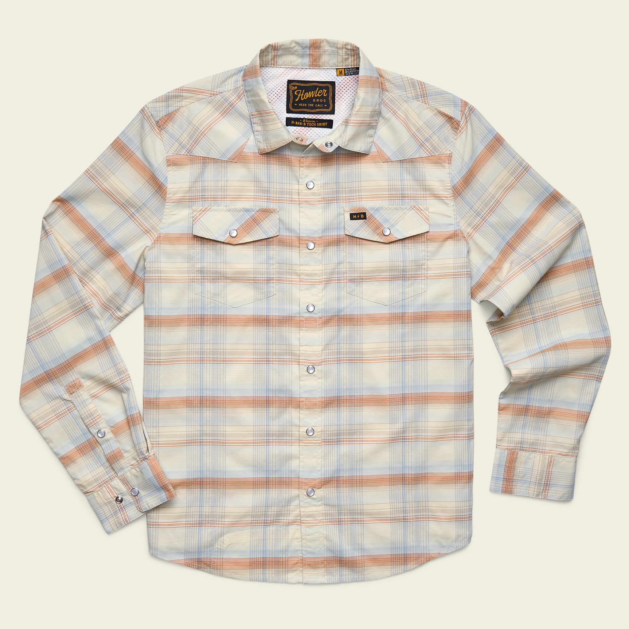 H Bar B Tech Longsleeve - Cameron Plaid : Cream – HOWLER BROTHERS