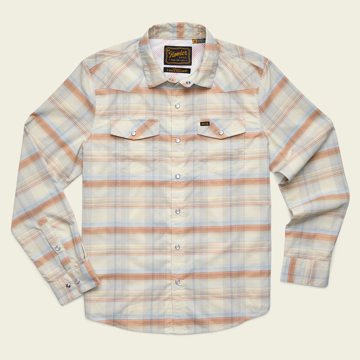 H Bar B Tech Longsleeve - Cameron Plaid : Cream