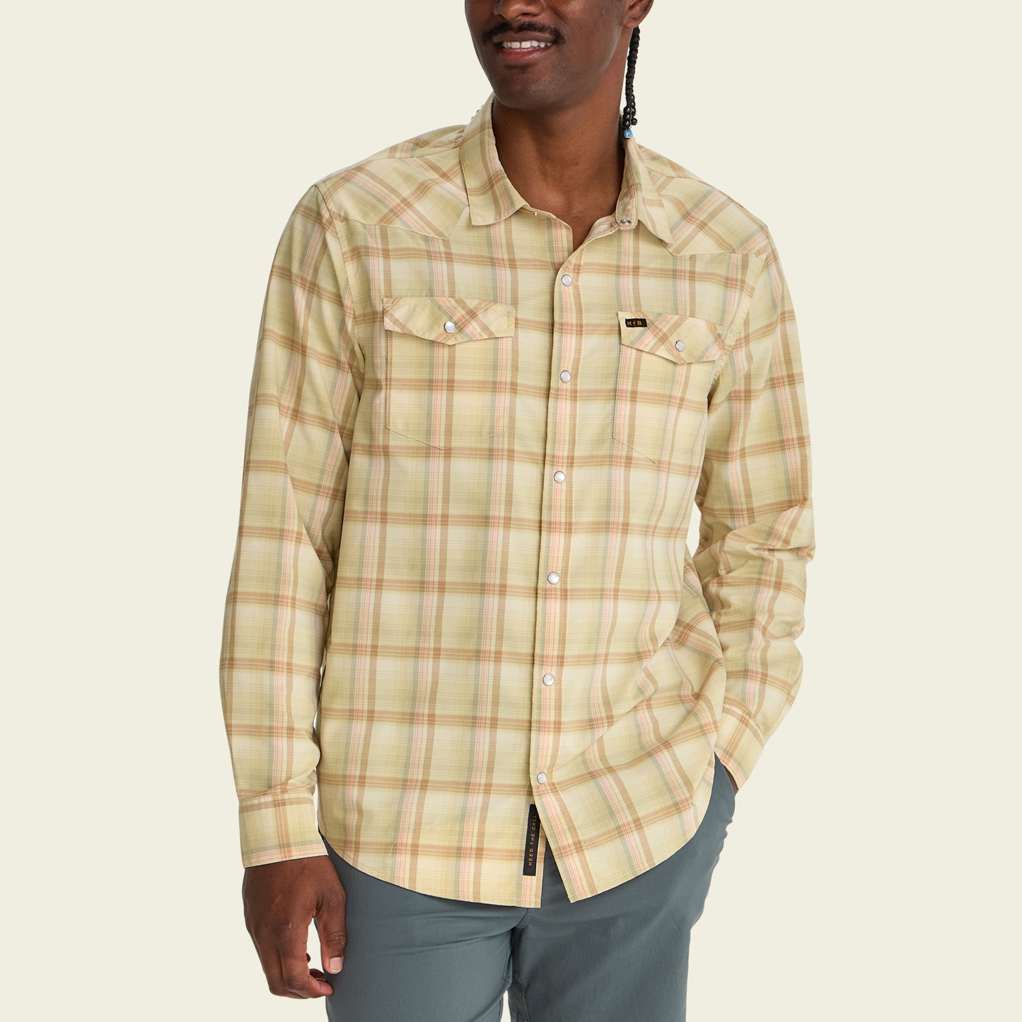 H Bar B Tech Longsleeve - Isley Plaid : Hemp