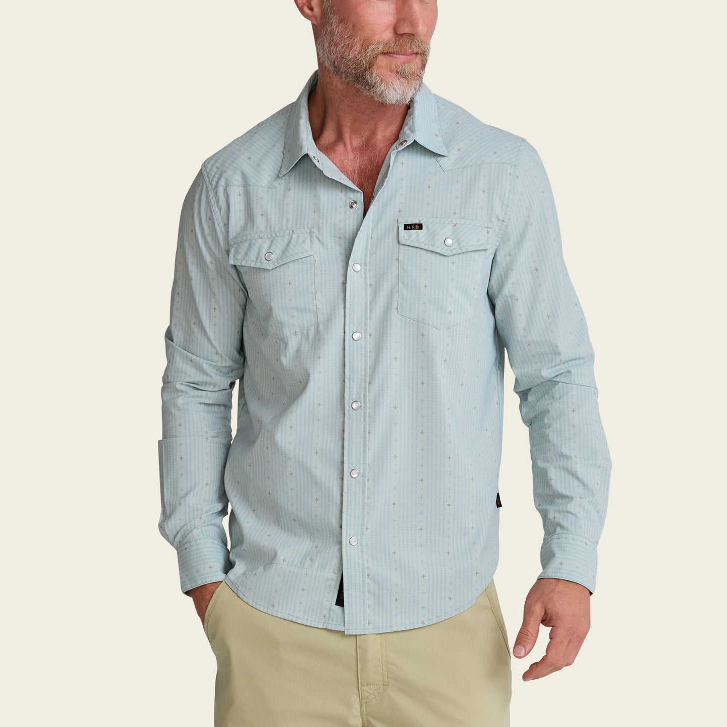 H Bar B Tech Longsleeve - Supernova Stripe : Ash Blue