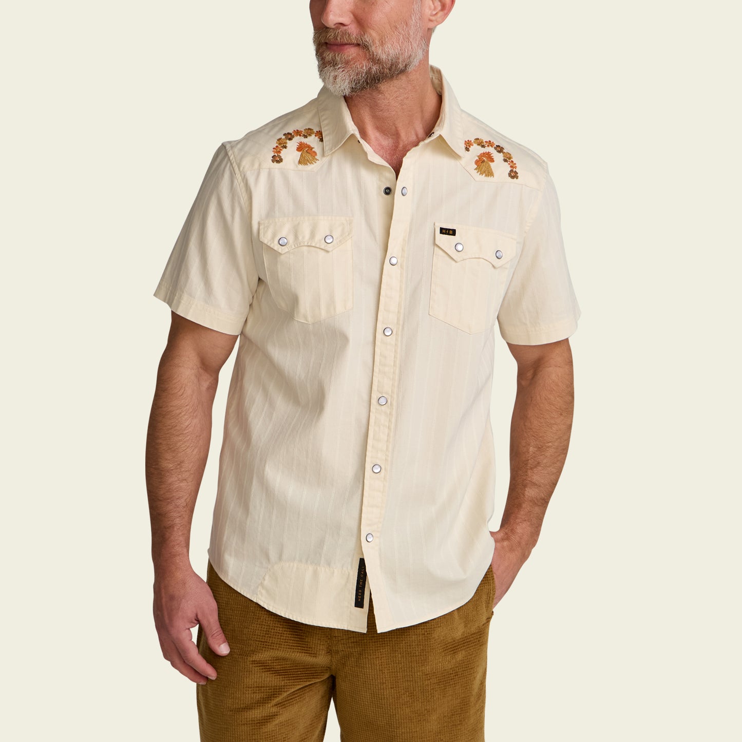 Crosscut Deluxe Shortsleeve Shirt - Fowl Play : Off White Dobby