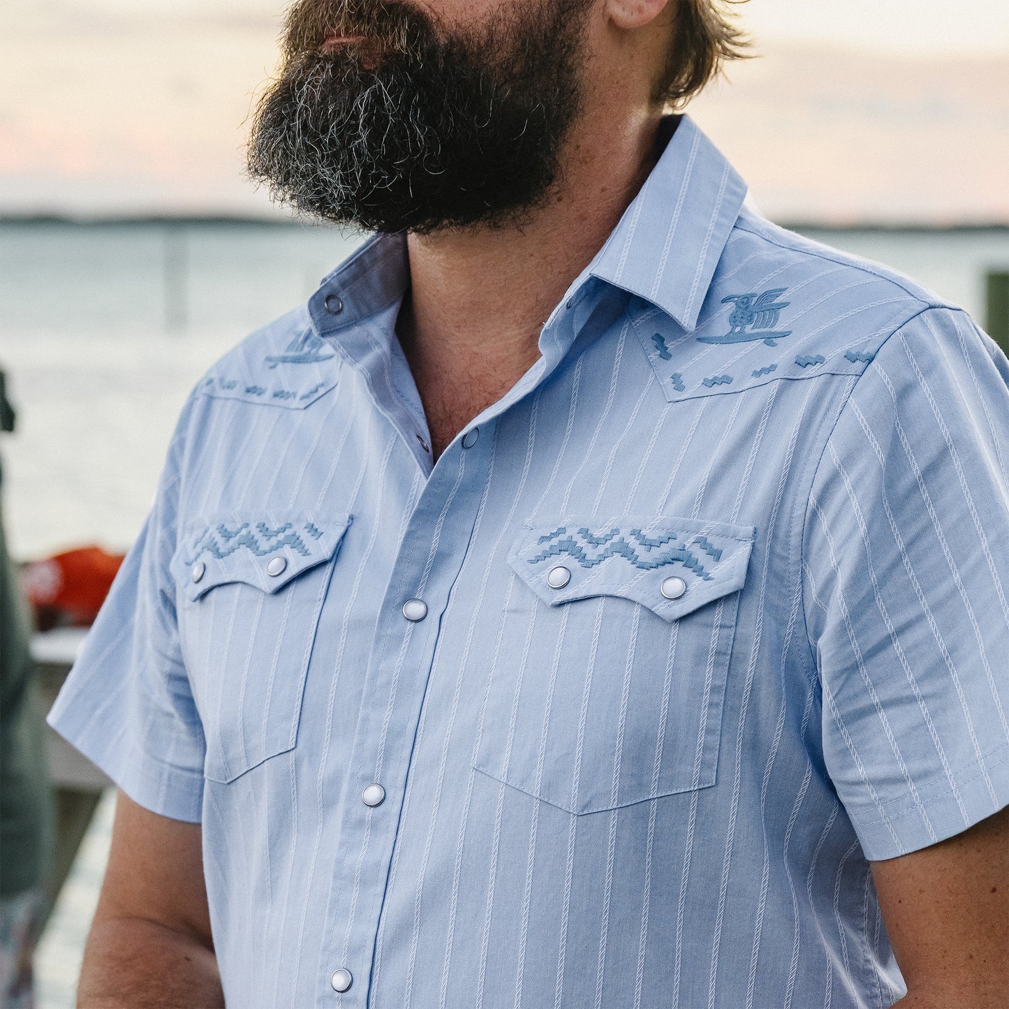 Crosscut Deluxe Shortsleeve Shirt - Surfbird : Sky Oxford Dobby