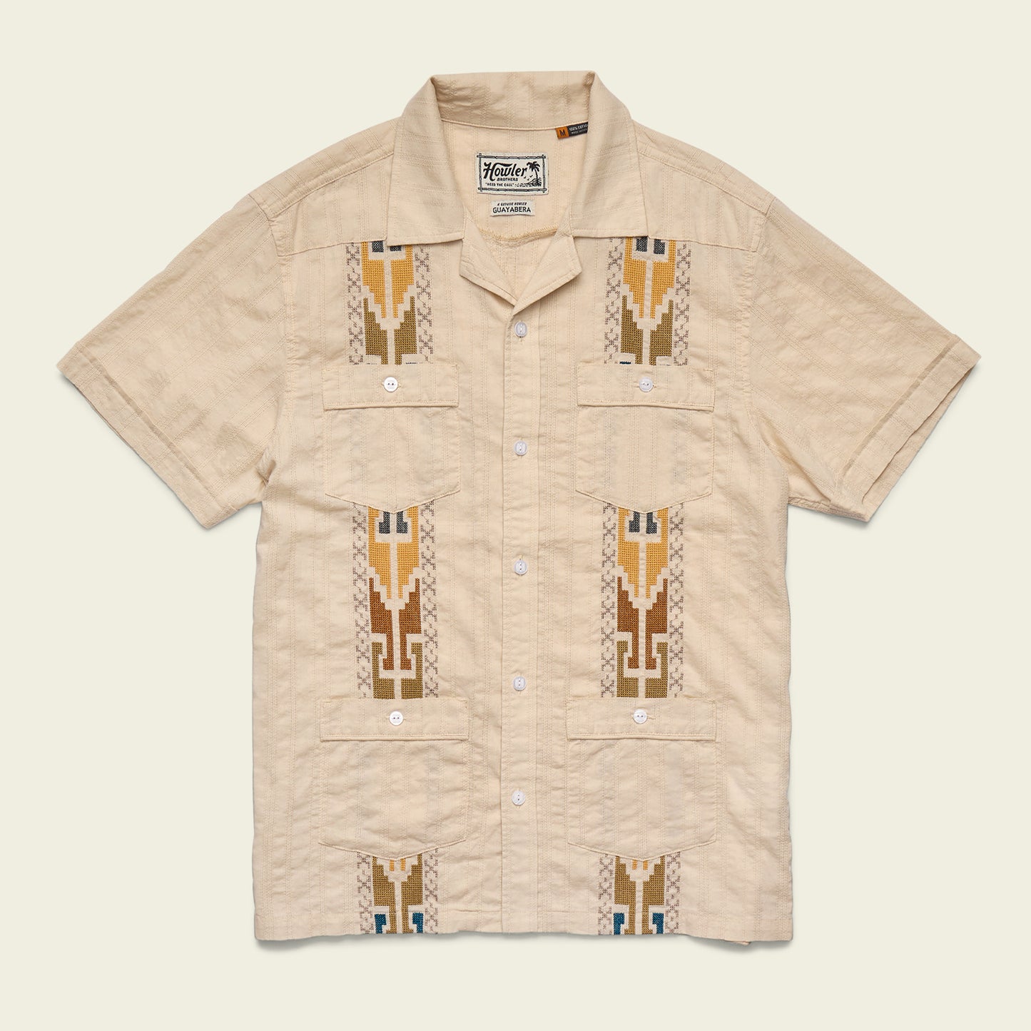 Guayabera Shirt - Temple Tracks : Oatmeal
