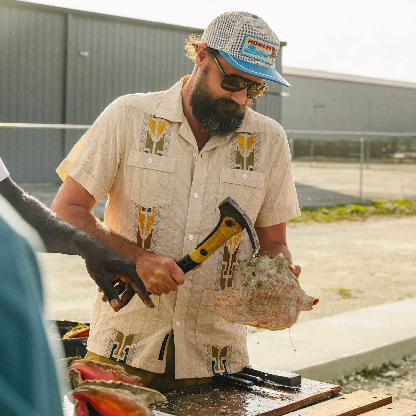Guayabera Shirt - Temple Tracks : Oatmeal