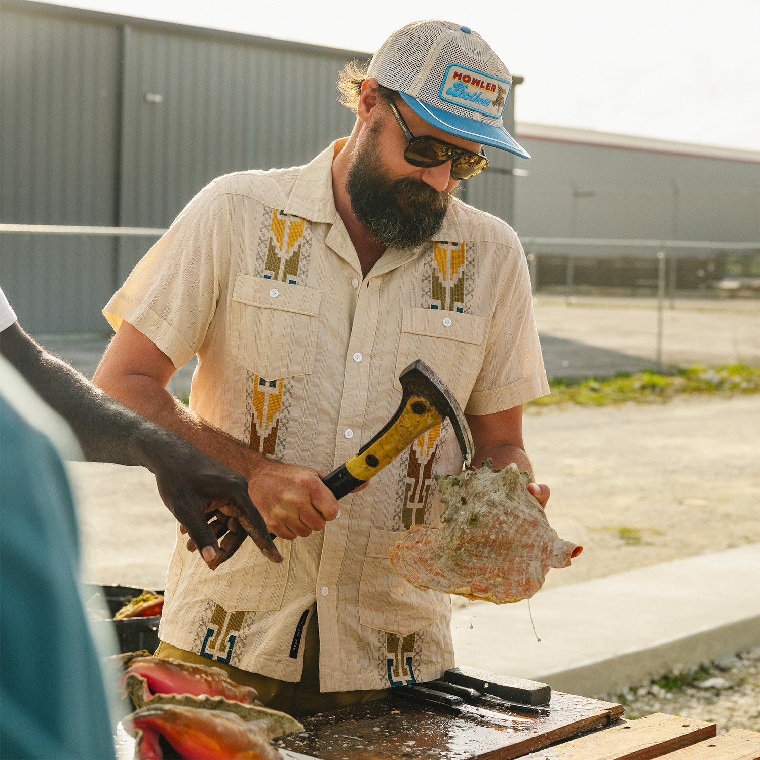 Guayabera Shirt - Temple Tracks : Oatmeal