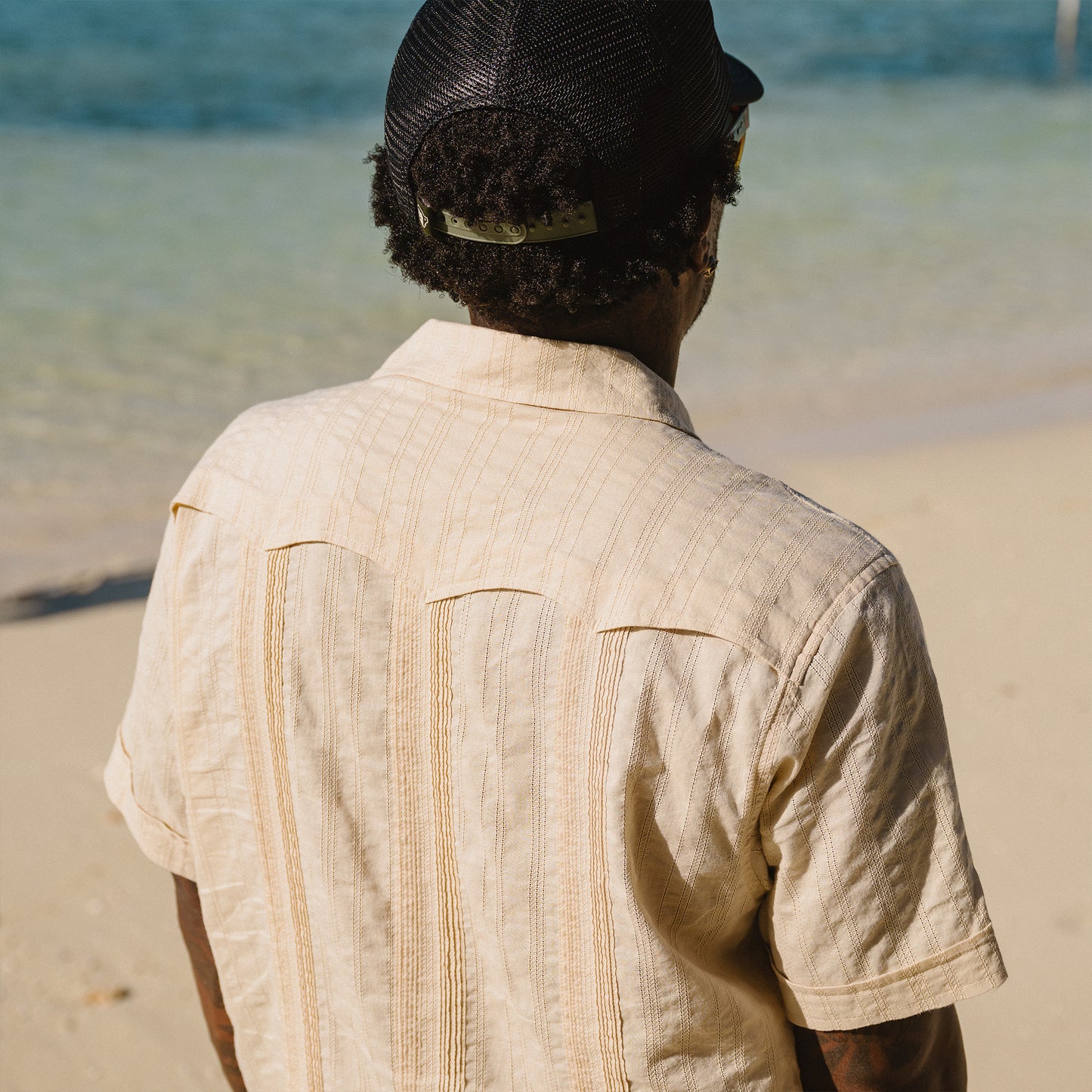 Guayabera Shirt - Temple Tracks : Oatmeal