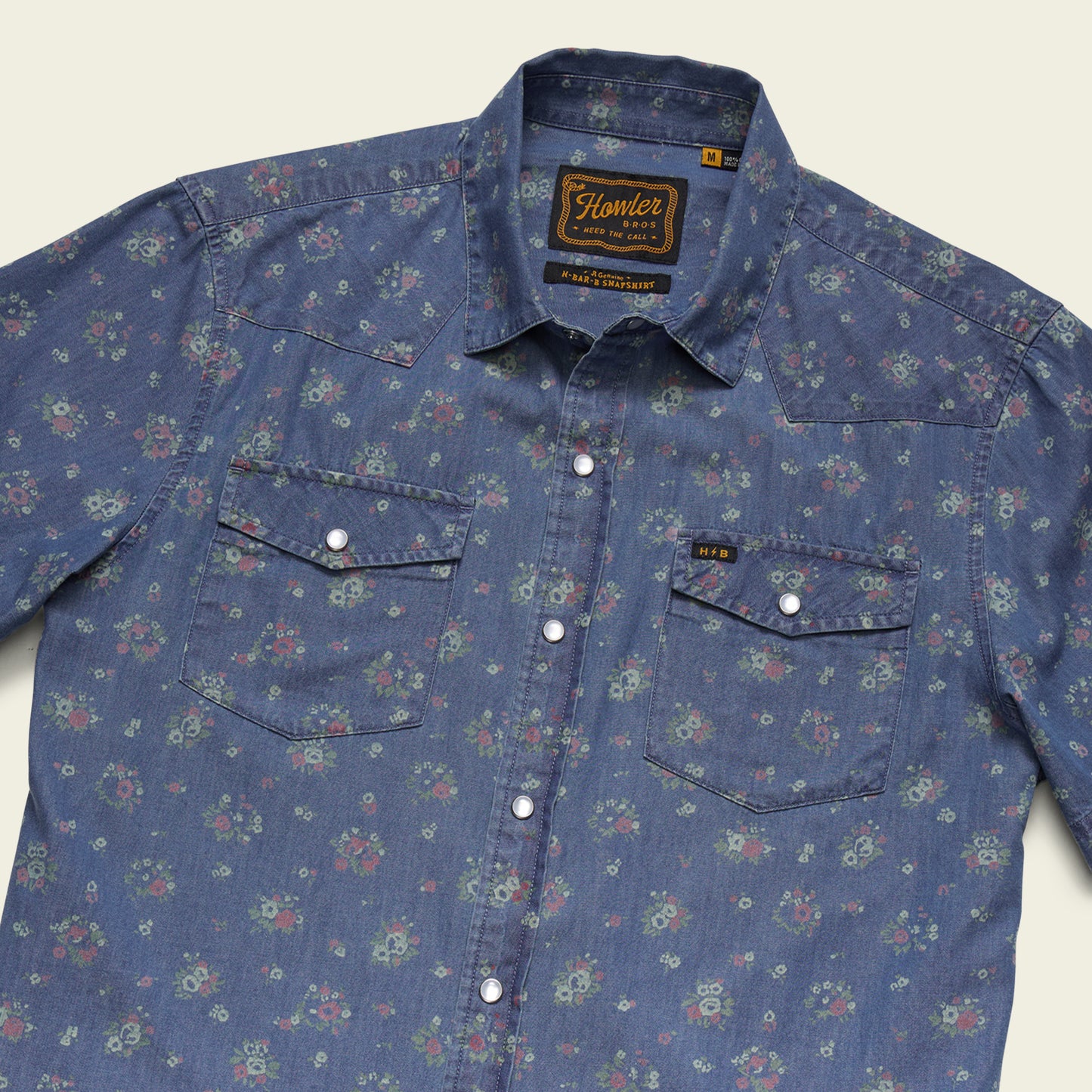 H Bar B Snapshirt - Bouquets : Washed Indigo