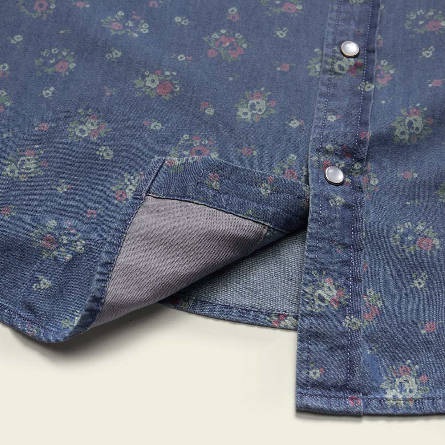 H Bar B Snapshirt - Bouquets : Washed Indigo