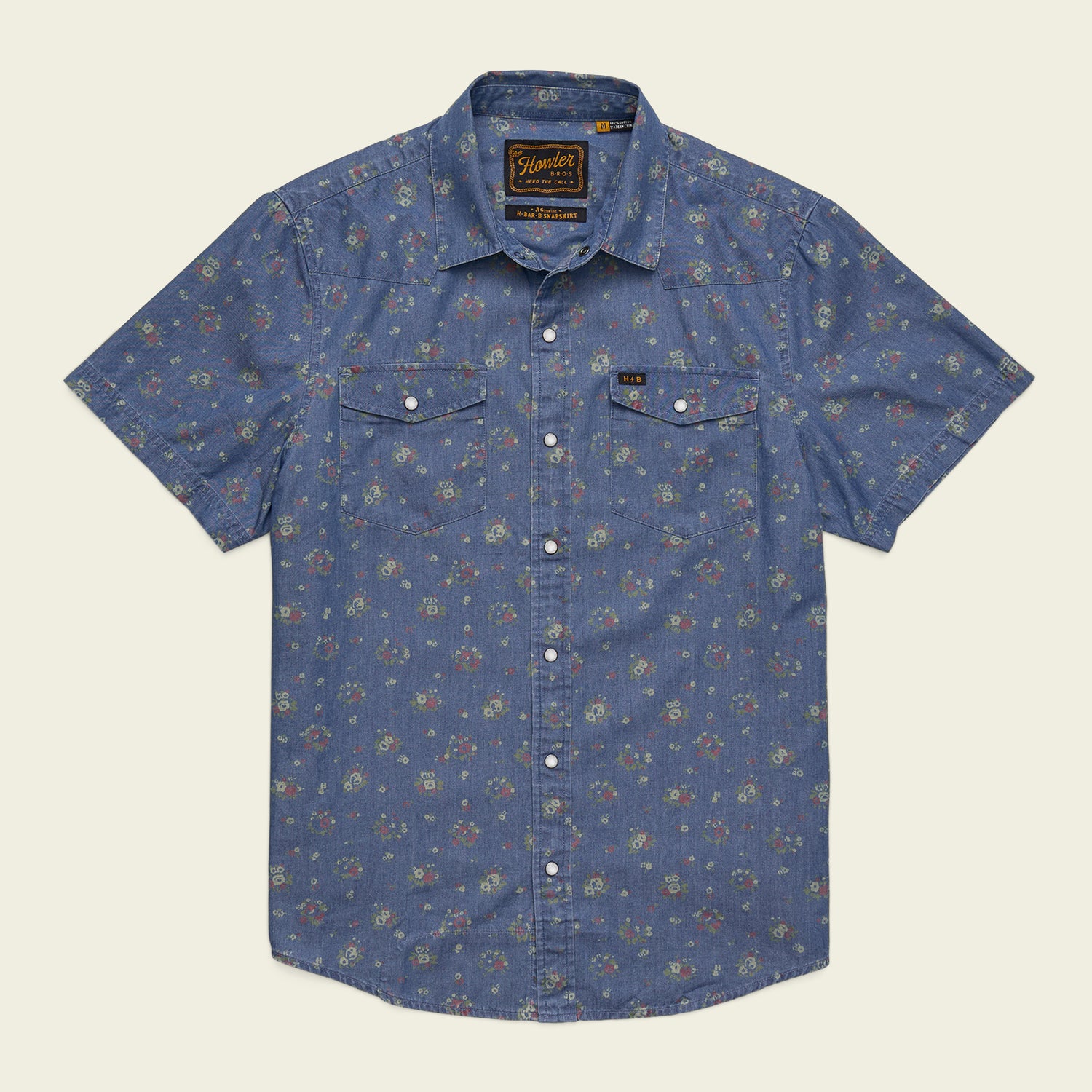 H Bar B Snapshirt - Bouquets : Washed Indigo