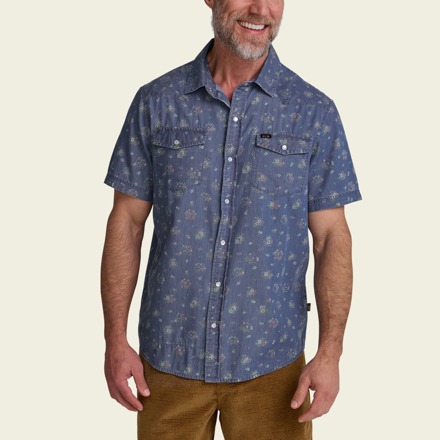 H Bar B Snapshirt - Bouquets : Washed Indigo