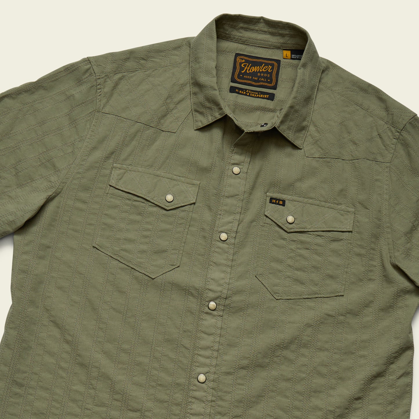 H Bar B Snapshirt - Eyelet Stripe : Cadet
