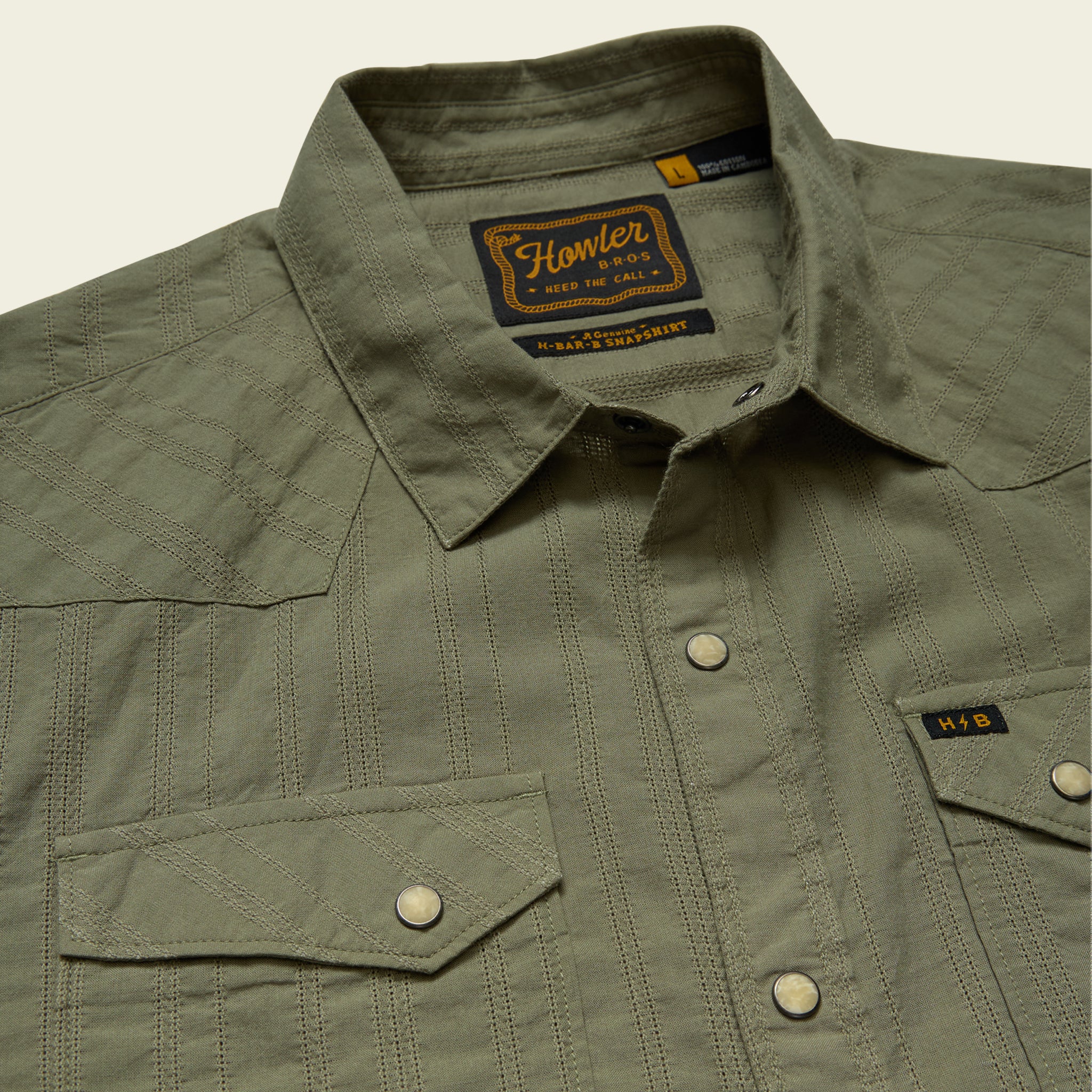 H Bar B Snapshirt - Eyelet Stripe : Cadet – HOWLER BROTHERS
