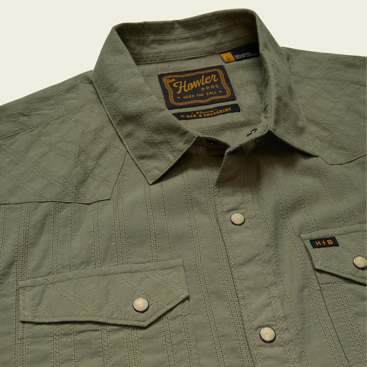 H Bar B Snapshirt - Eyelet Stripe : Cadet