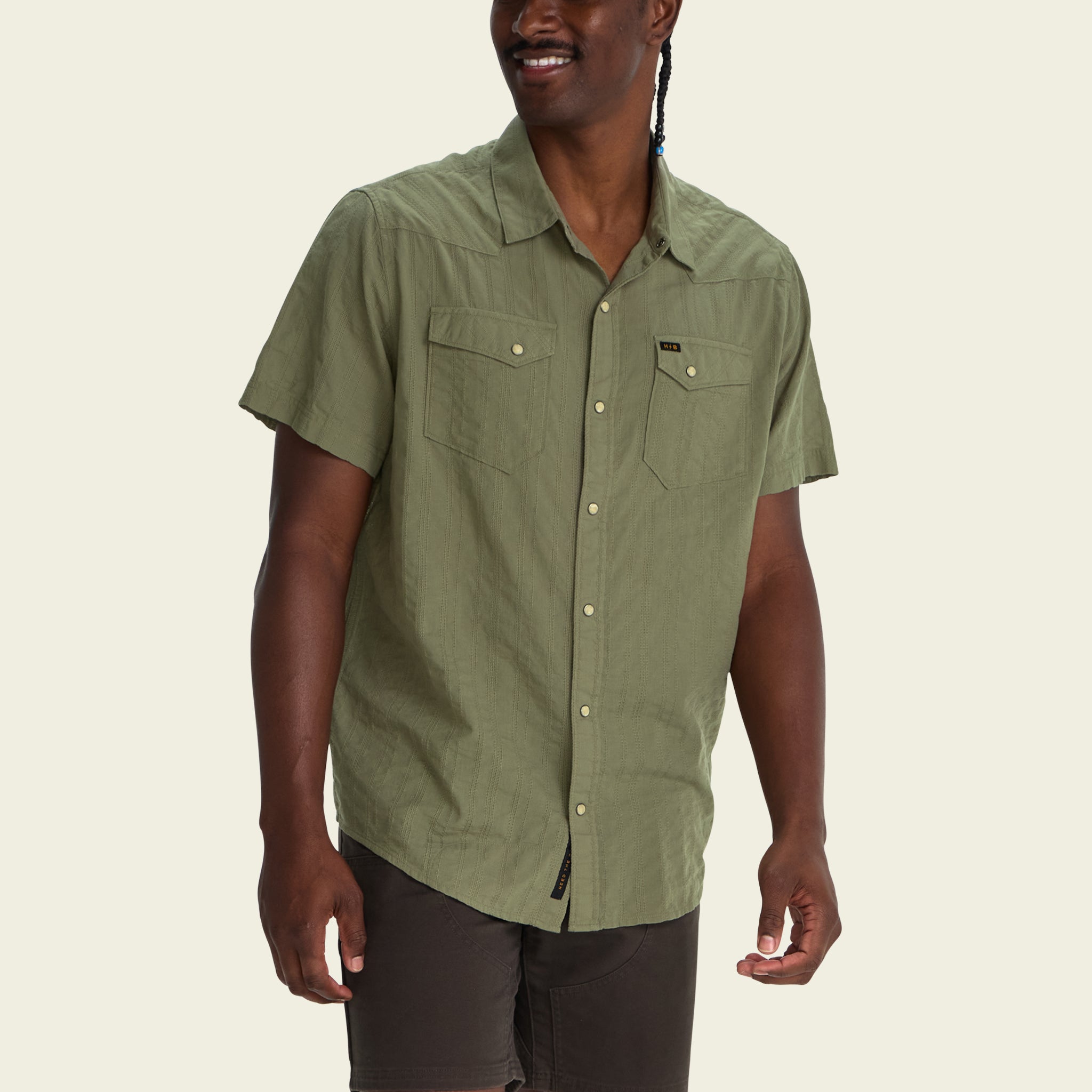 H Bar B Snapshirt - Eyelet Stripe : Cadet – HOWLER BROTHERS