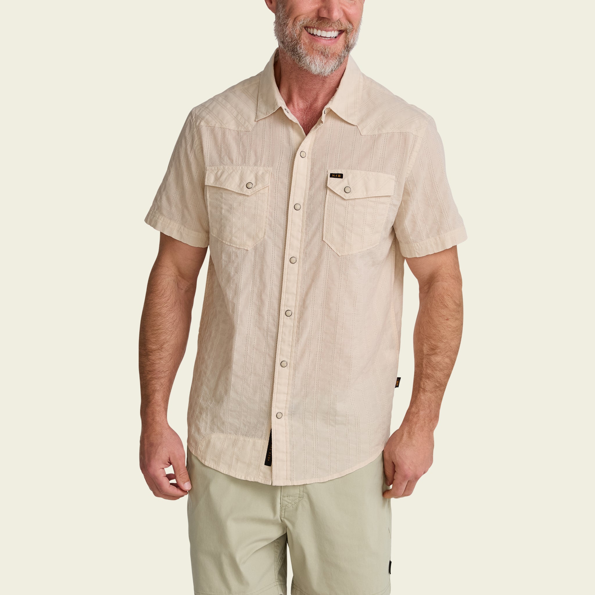 H Bar B Snapshirt - Eyelet Stripe : Off White – HOWLER BROTHERS