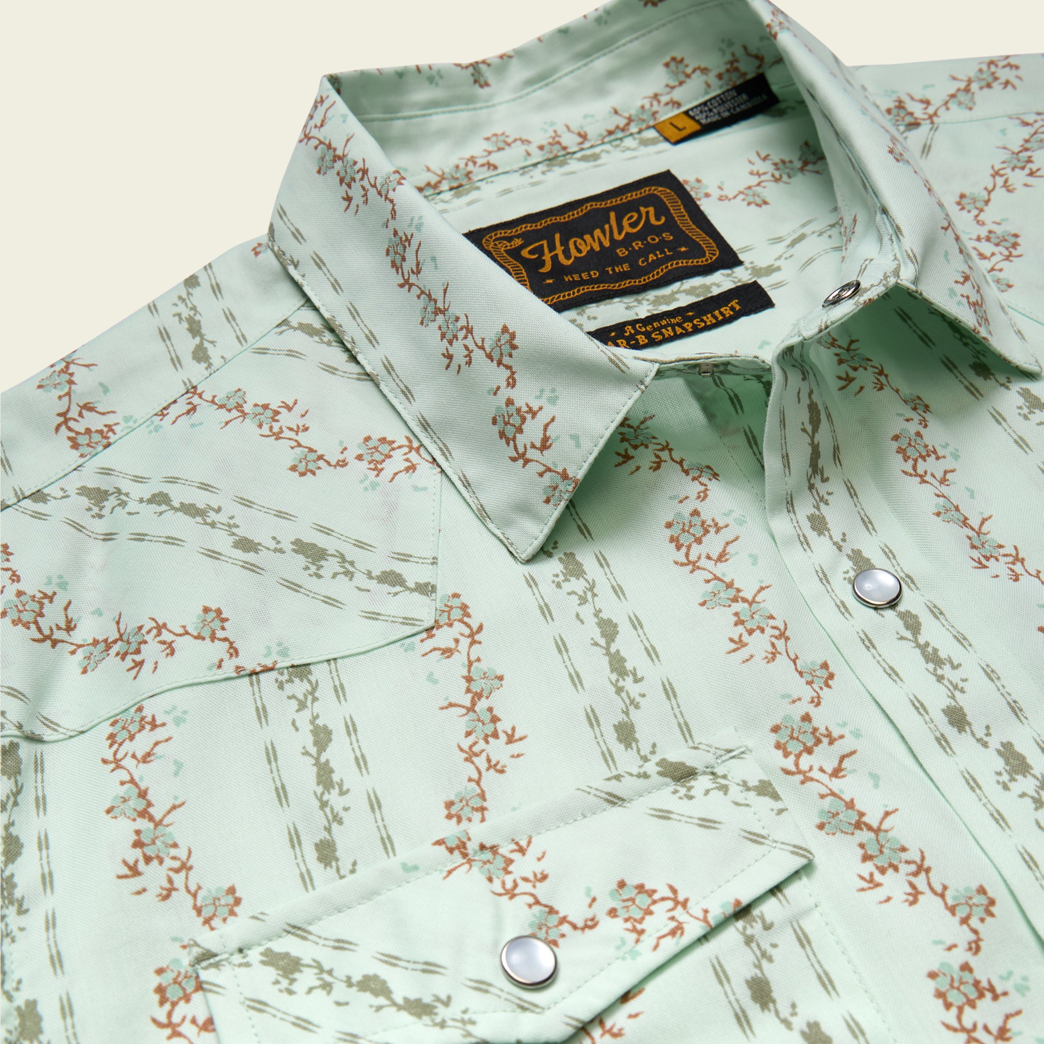 H Bar B Snapshirt - Hibiscus Ribbons : Mint – HOWLER BROTHERS