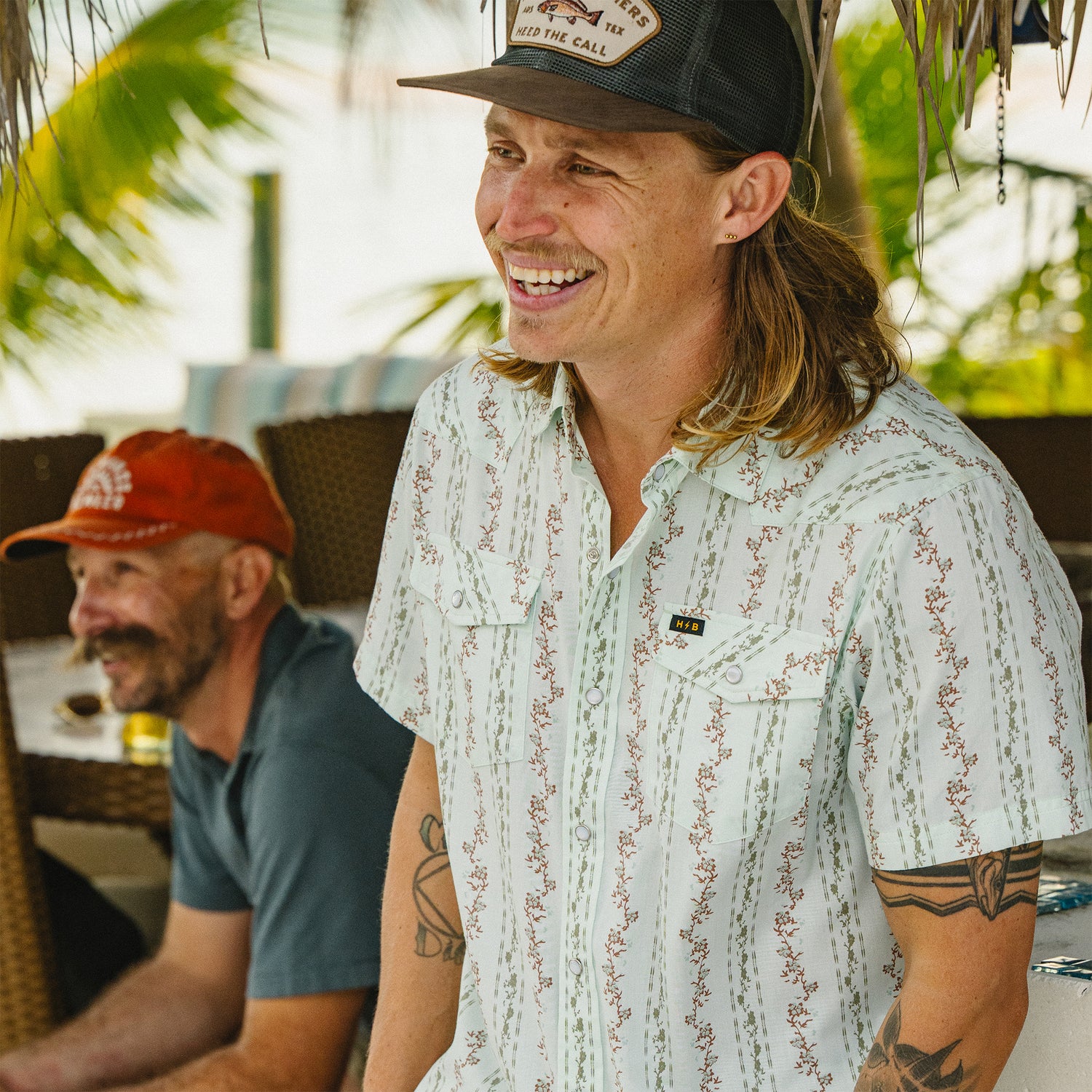 H Bar B Snapshirt - Hibiscus Ribbons : Mint