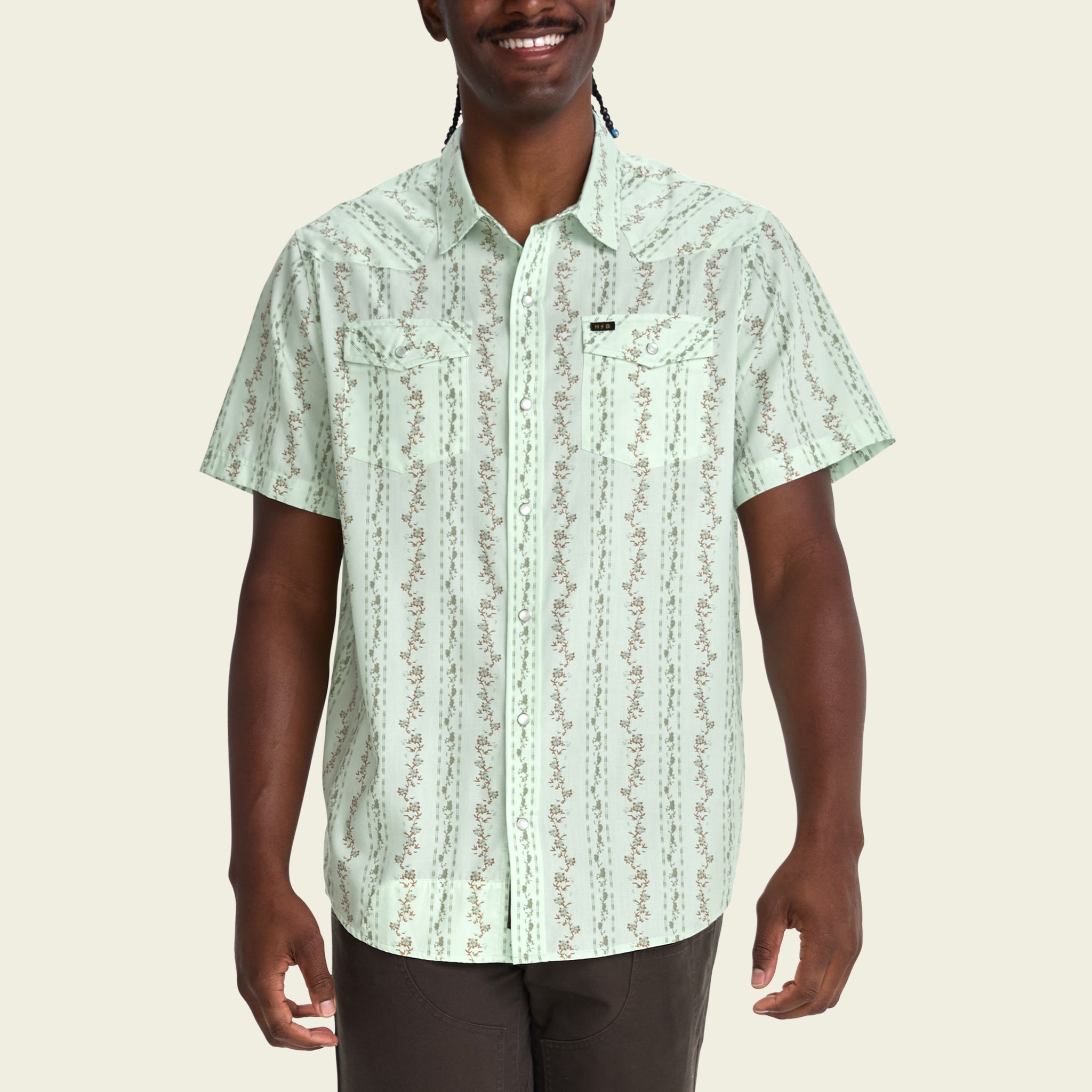 H Bar B Snapshirt - Hibiscus Ribbons : Mint – HOWLER BROTHERS