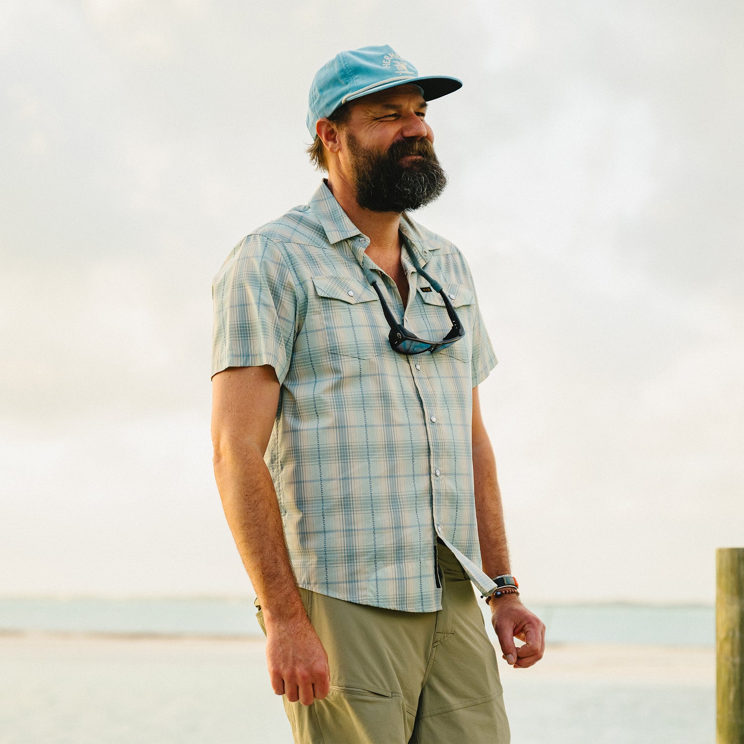 H Bar B Snapshirt - Prairie Plaid : Seafoam