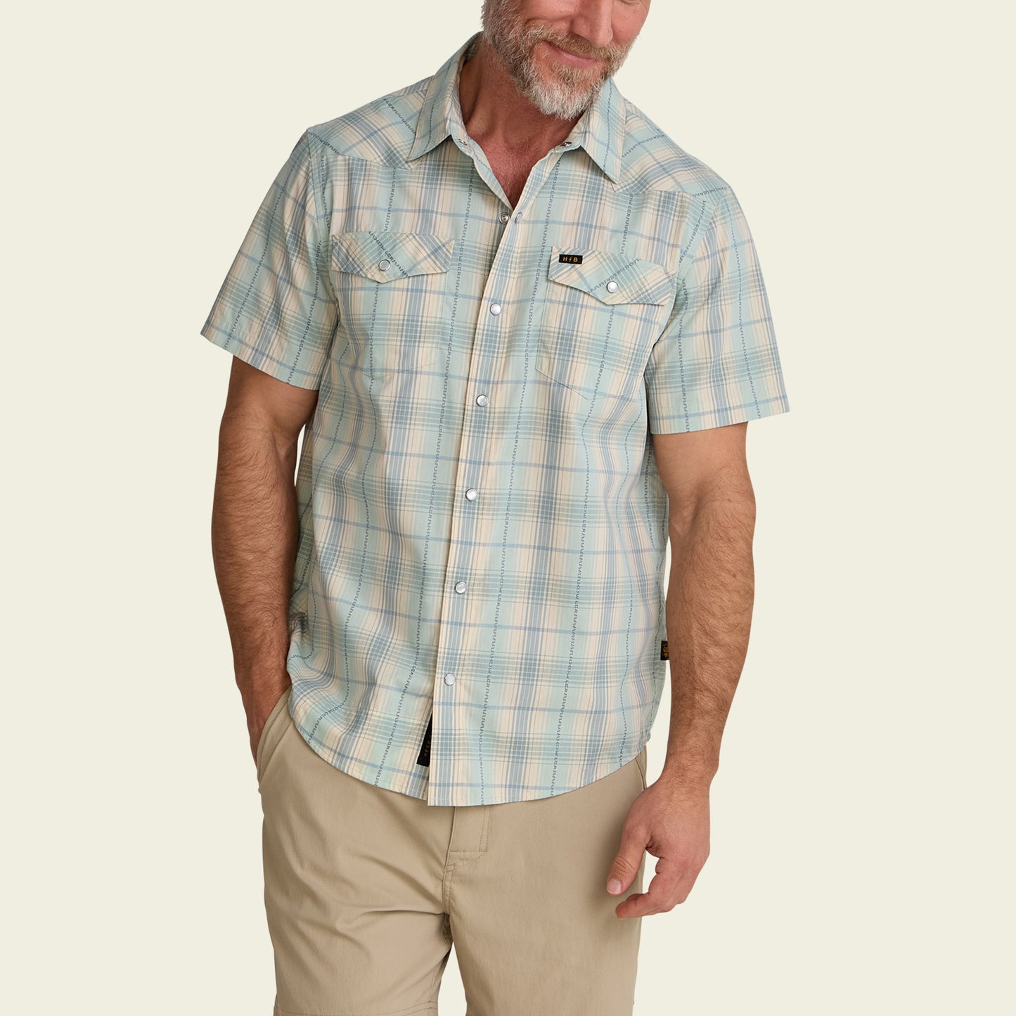 H Bar B Snapshirt - Prairie Plaid : Seafoam