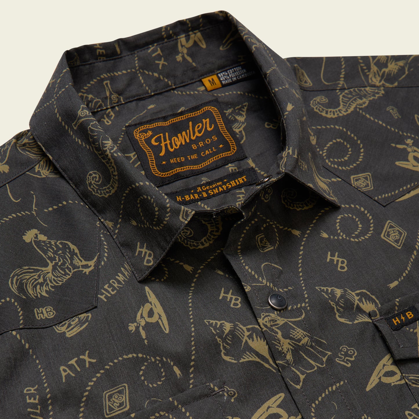 H Bar B Snapshirt - Sea Rodeo : Antique Black