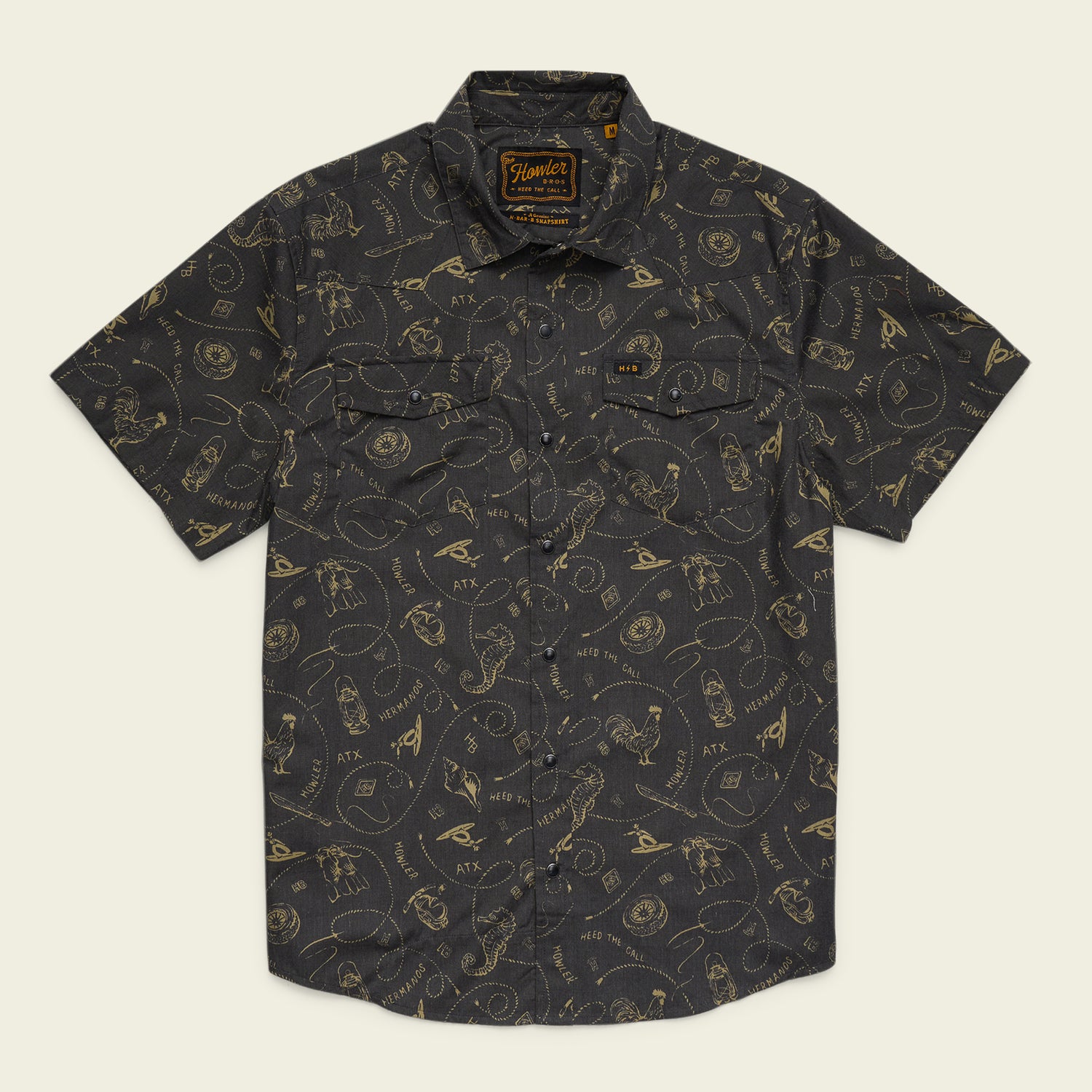 H Bar B Snapshirt - Sea Rodeo : Antique Black