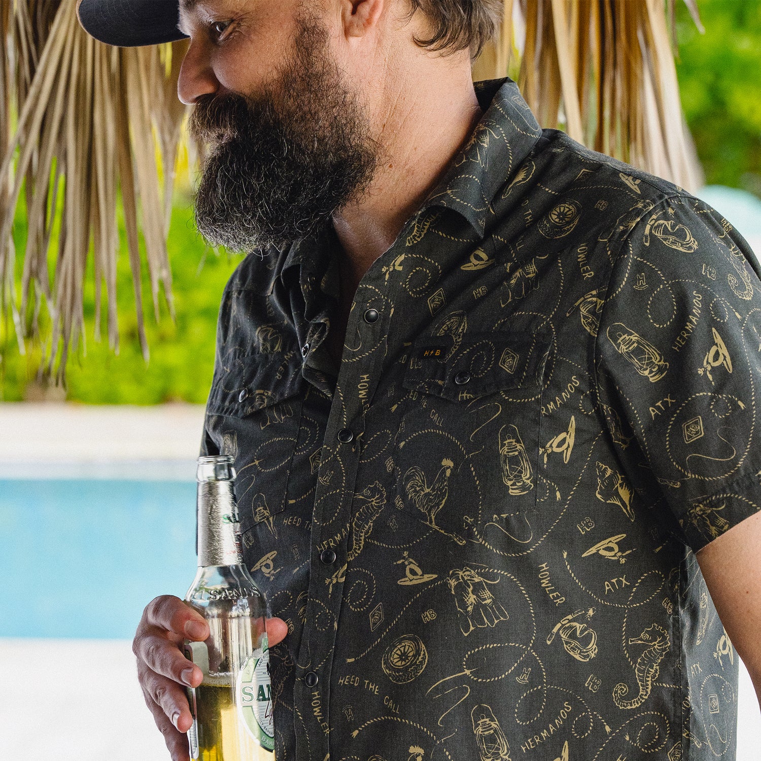 H Bar B Snapshirt - Sea Rodeo : Antique Black